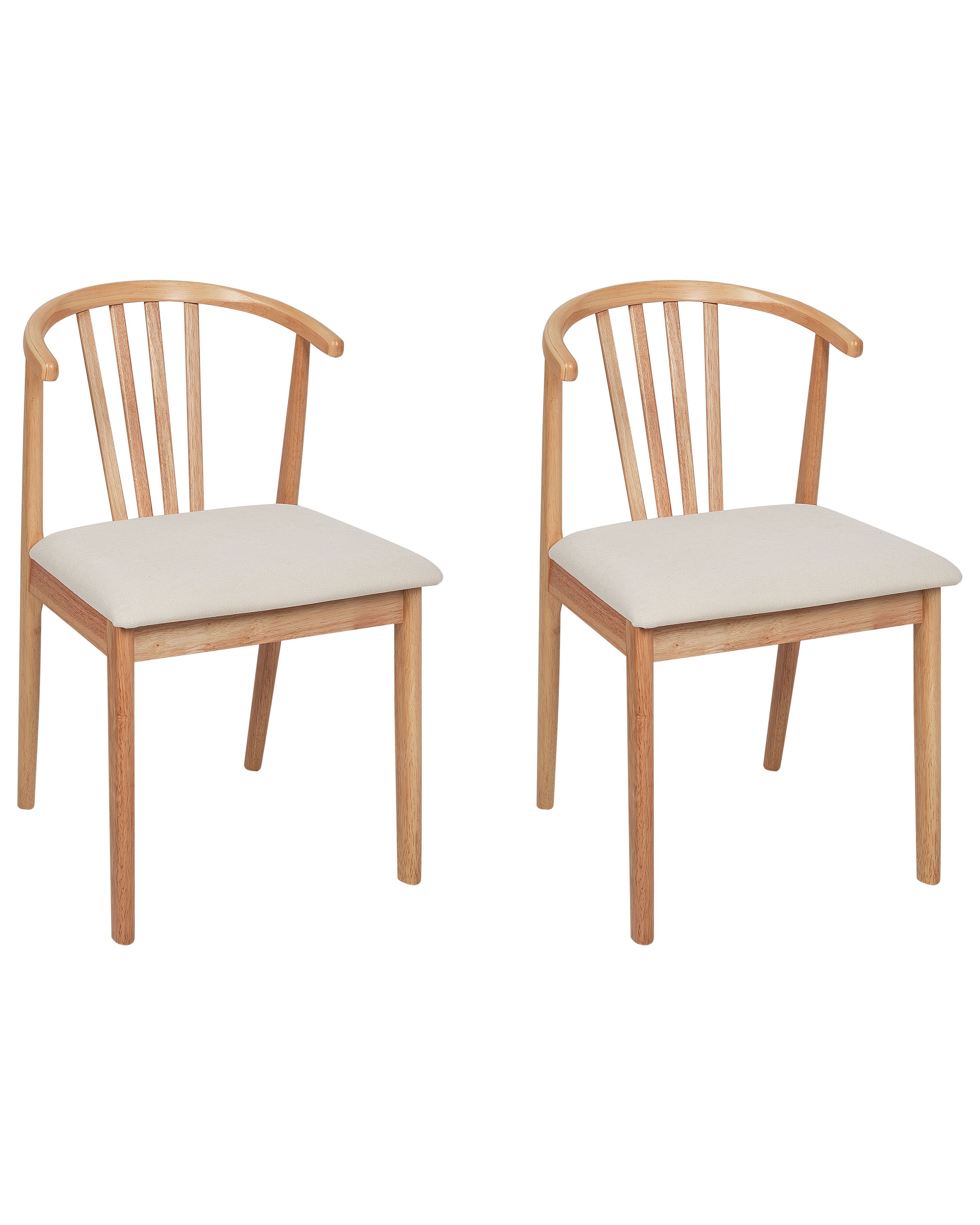 Set of 2 Dining Chairs CRAIG Wood Light Brown/ Beige