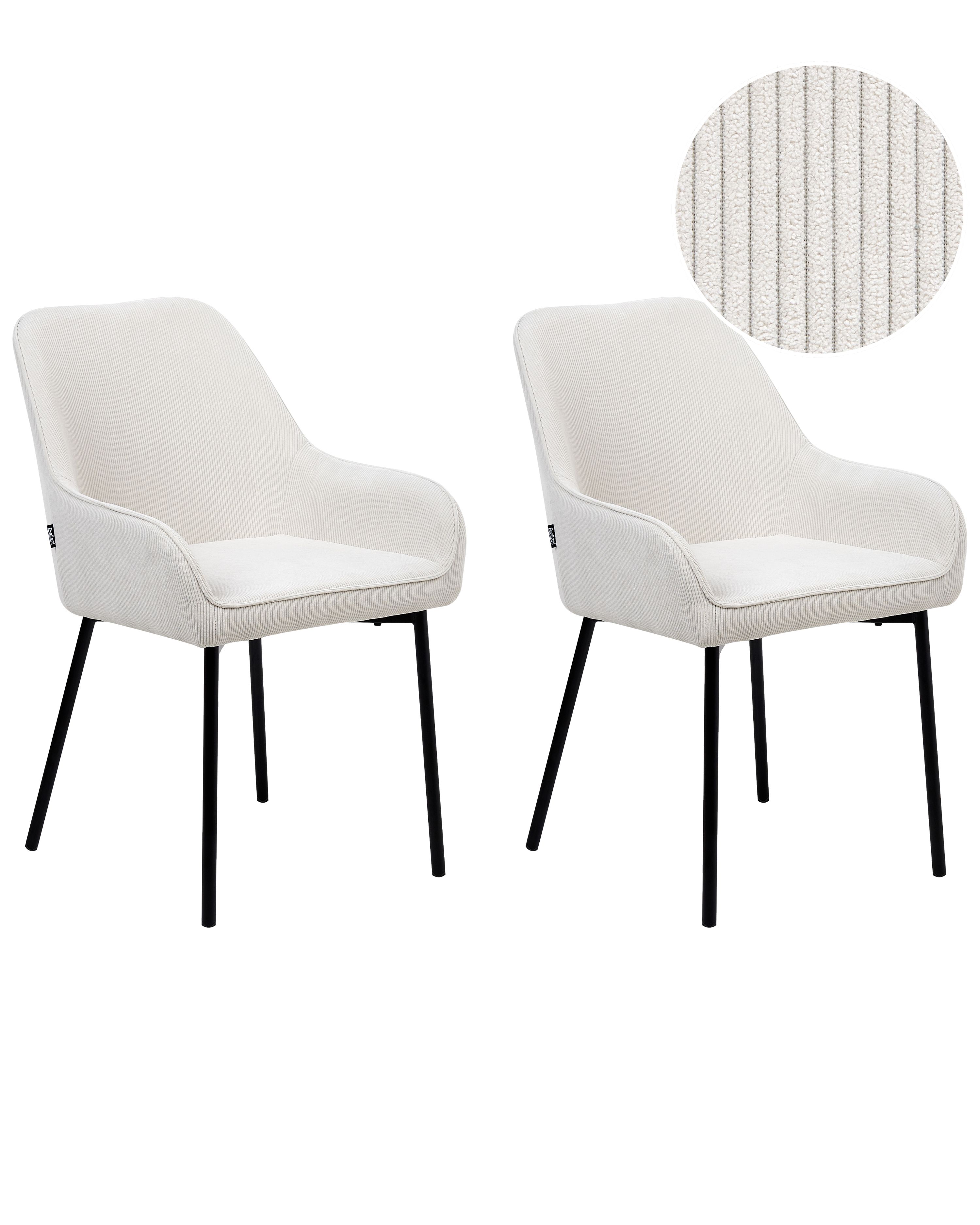 Set of 2 Dining Chairs LOVERNA Corduroy Off-White
