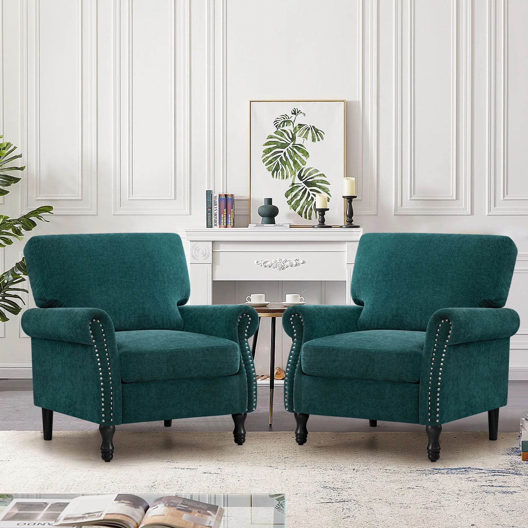 COOLHUT Modern Accent Chair Armchair, Linen Fabric Upholstered Comfy Single Sofa with Solid Wood Frame for Living Room, Gray - Image 23