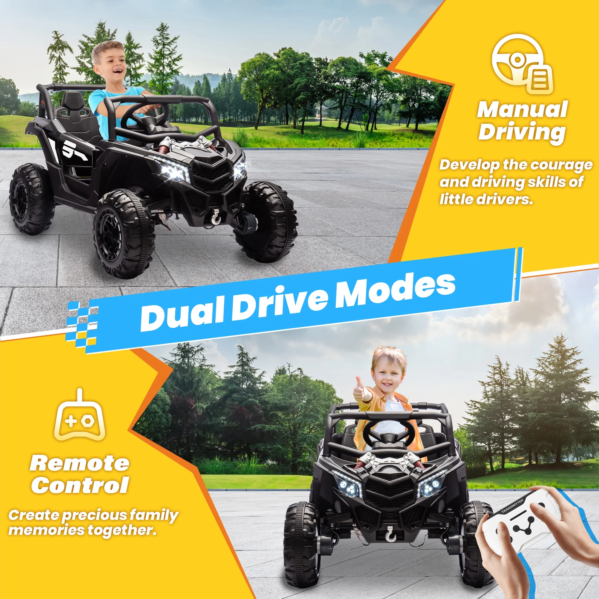 Joyracer 4WD 24 Volt Ride on Toys, 2 Seater Power Car wheels UTV with 800W Motors, Remote Control, Bluetooth Music, Spring Suspension, LED Light, Pink - Image 25