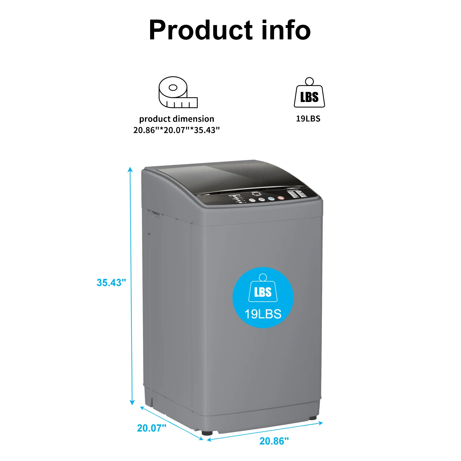 TABU Washer and Dryer Set, 17.6LBS Full Automatic Washing Machine & 8.8LBS Portable Dryer (Gray&White) - Image 31