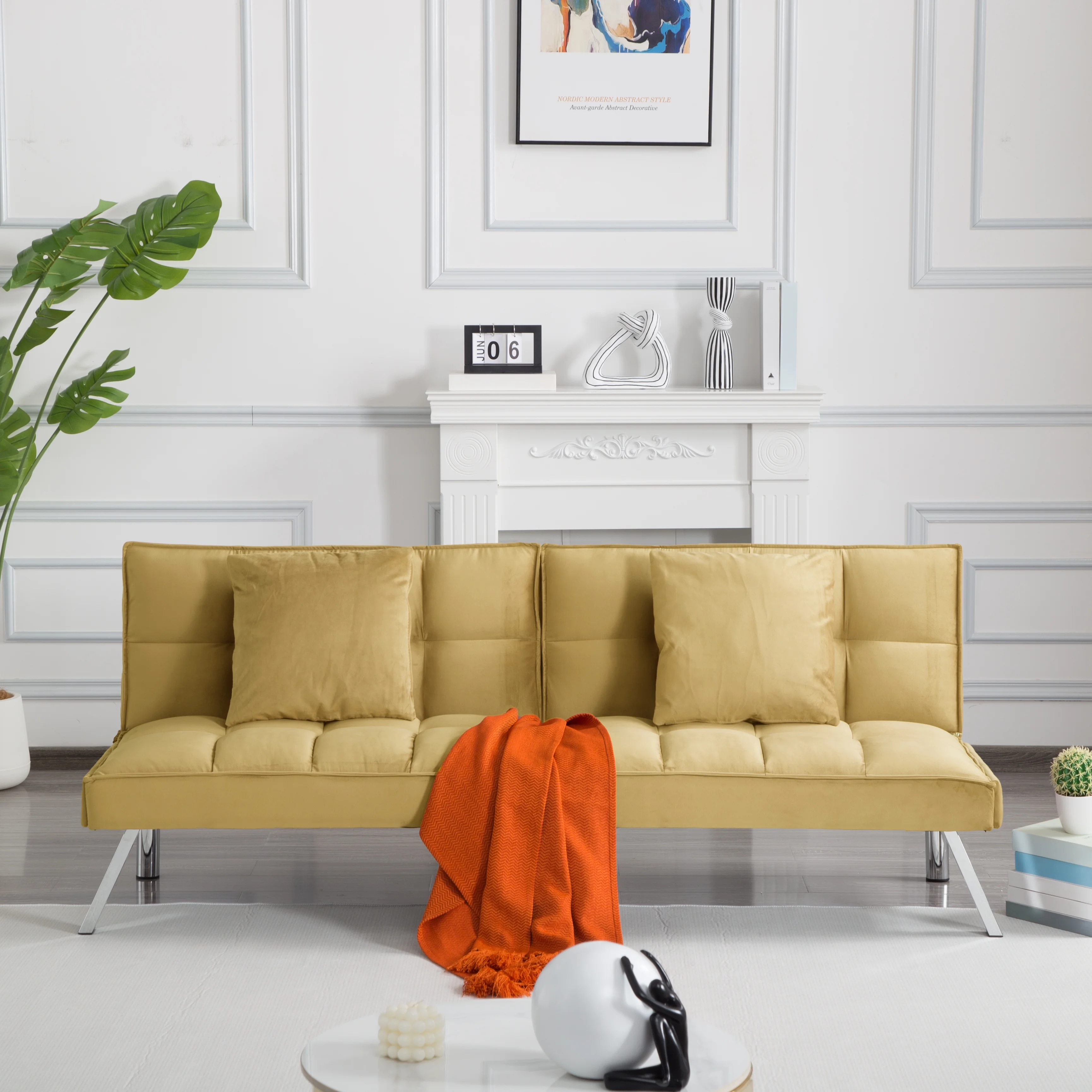 Gewnee Modern Velvet Futon Sofa Bed,67.7