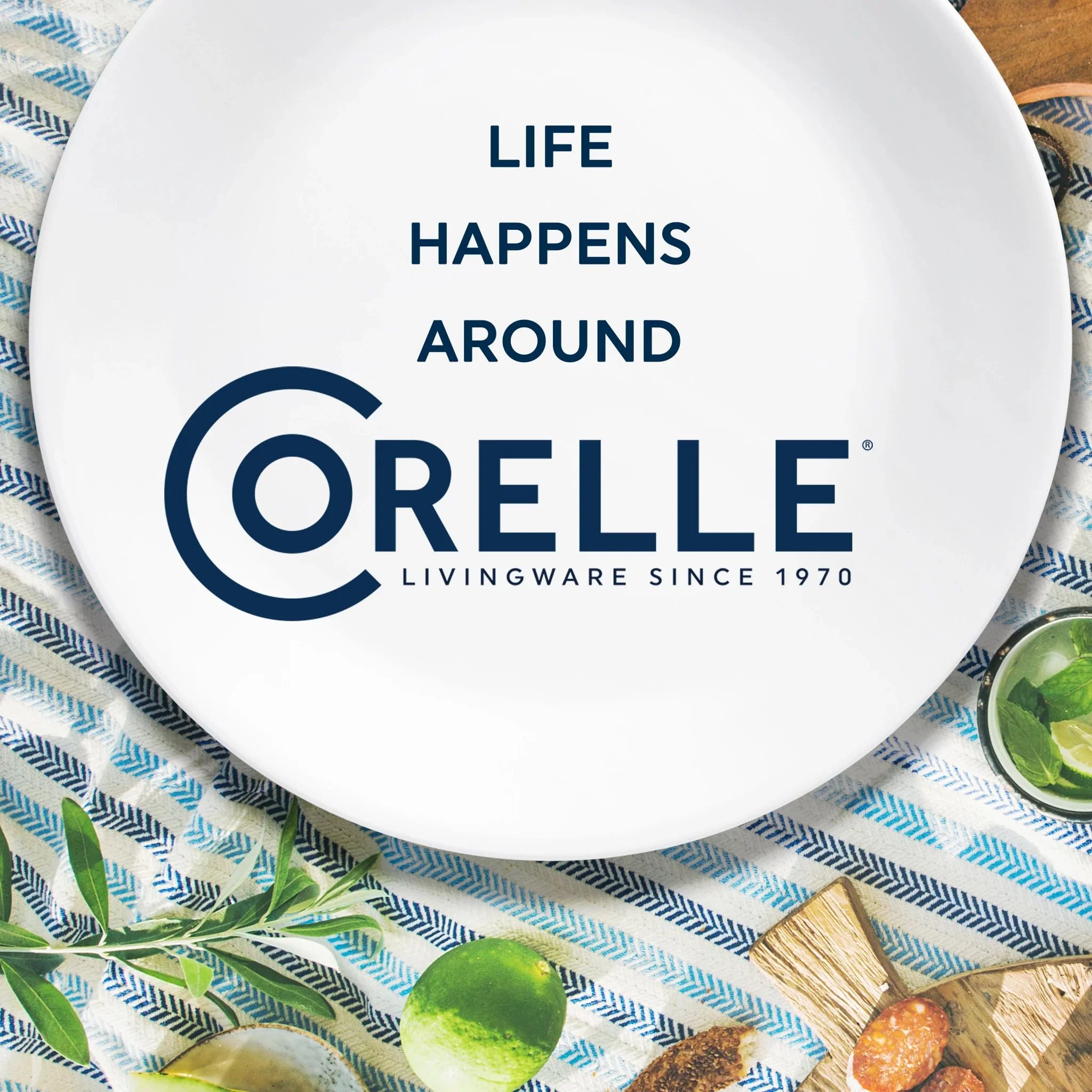 Corelle Indigo Speckle 18-Piece Glass Dinnerware Set (Service for 6) - Image 5