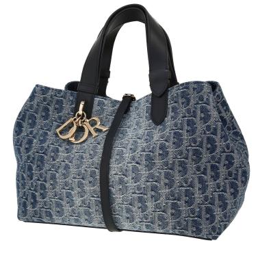Dior Toujours shopping bag in navy blue Oblique denim canvas and navy blue leather1:1High-quality replica