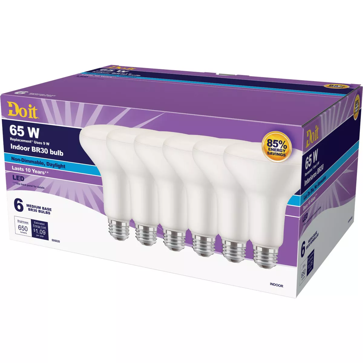 Do it 65W Equivalent Daylight BR30 Medium LED Floodlight Light Bulb (6-Pack)