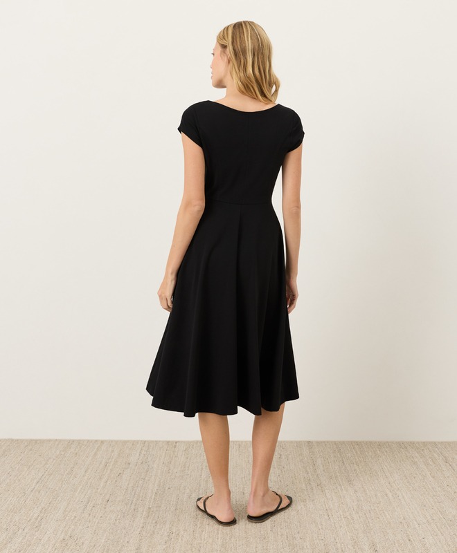 Organic Fit & Flare Ballet Neck Dress - Black