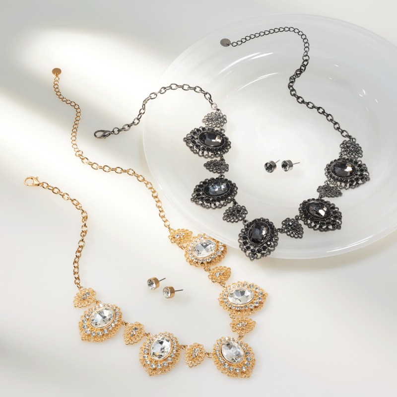Crystal Vintage-Style Necklace & Earring Set - MIDNIGHT VELVET CATALOG