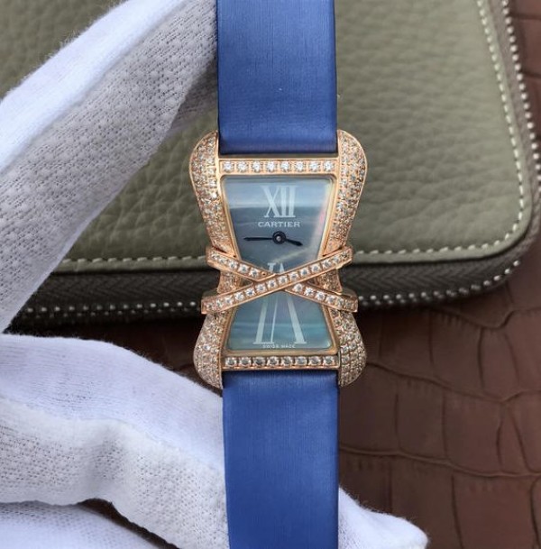 Replica Cartier High Jewelry Watches RG WJ306014 Blue Dial Blue Fabric Strap - Top club