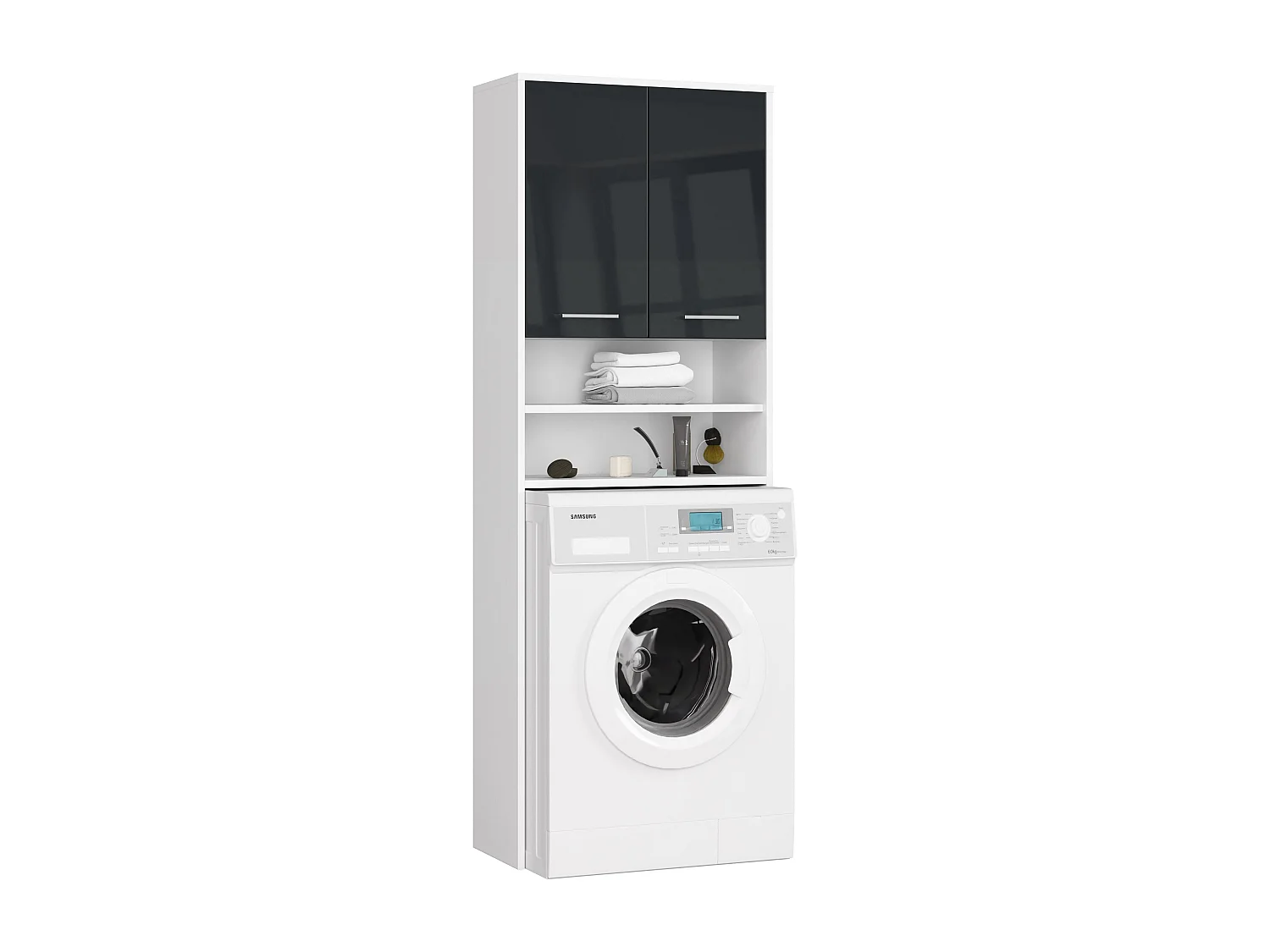 Meuble de rangement pour machine à laver, 2 portes, 64 x 30 x 190 cm