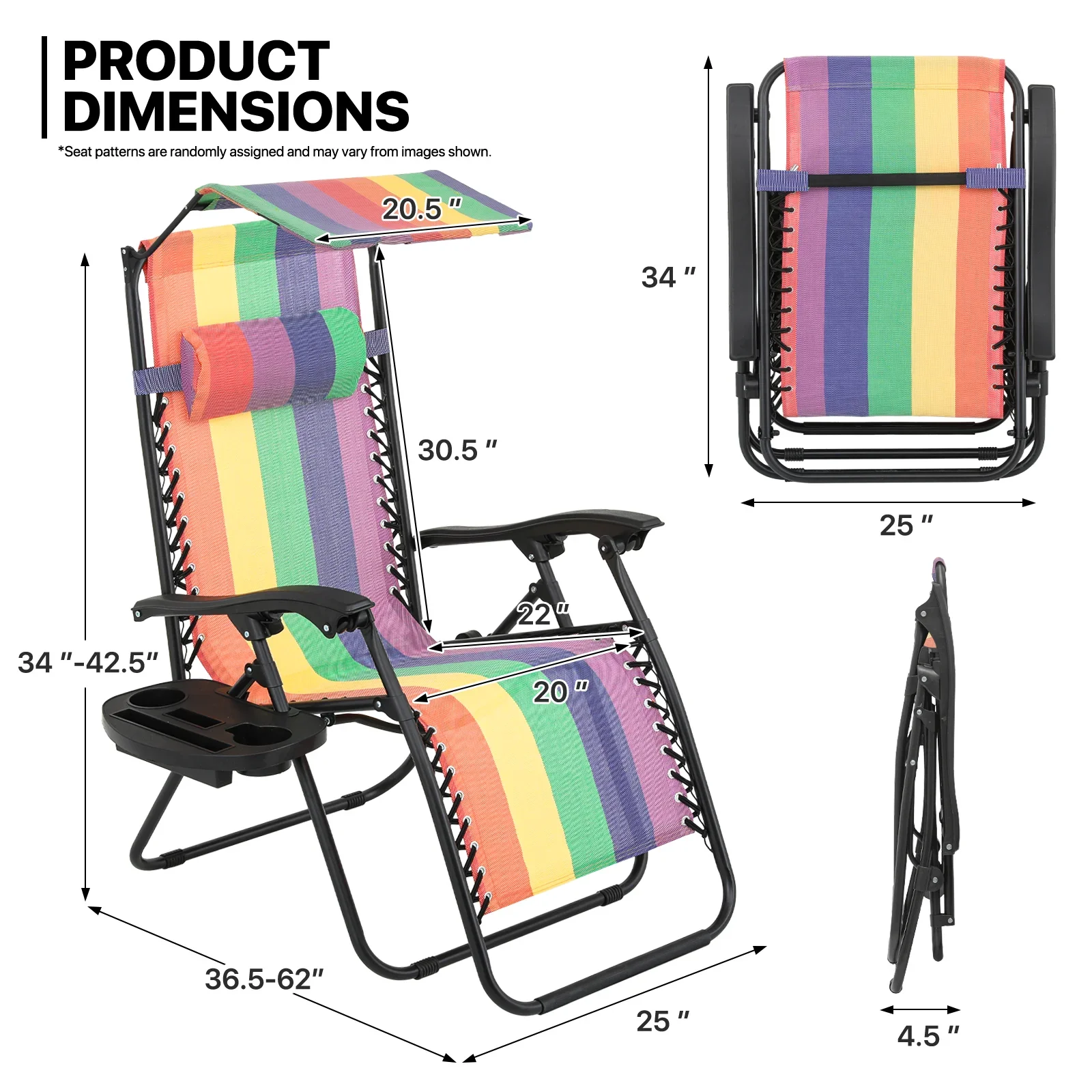 MoNiBloom Zero Gravity Reclining Chairs Set Of 2 With Canopy Shade And Headrest, Black - 330 lbs - Image 55 MoNiBloom Zero Gravity Reclining Chairs Set Of 2 With Canopy Shade And Headrest, Black - 330 lbs - Image 55