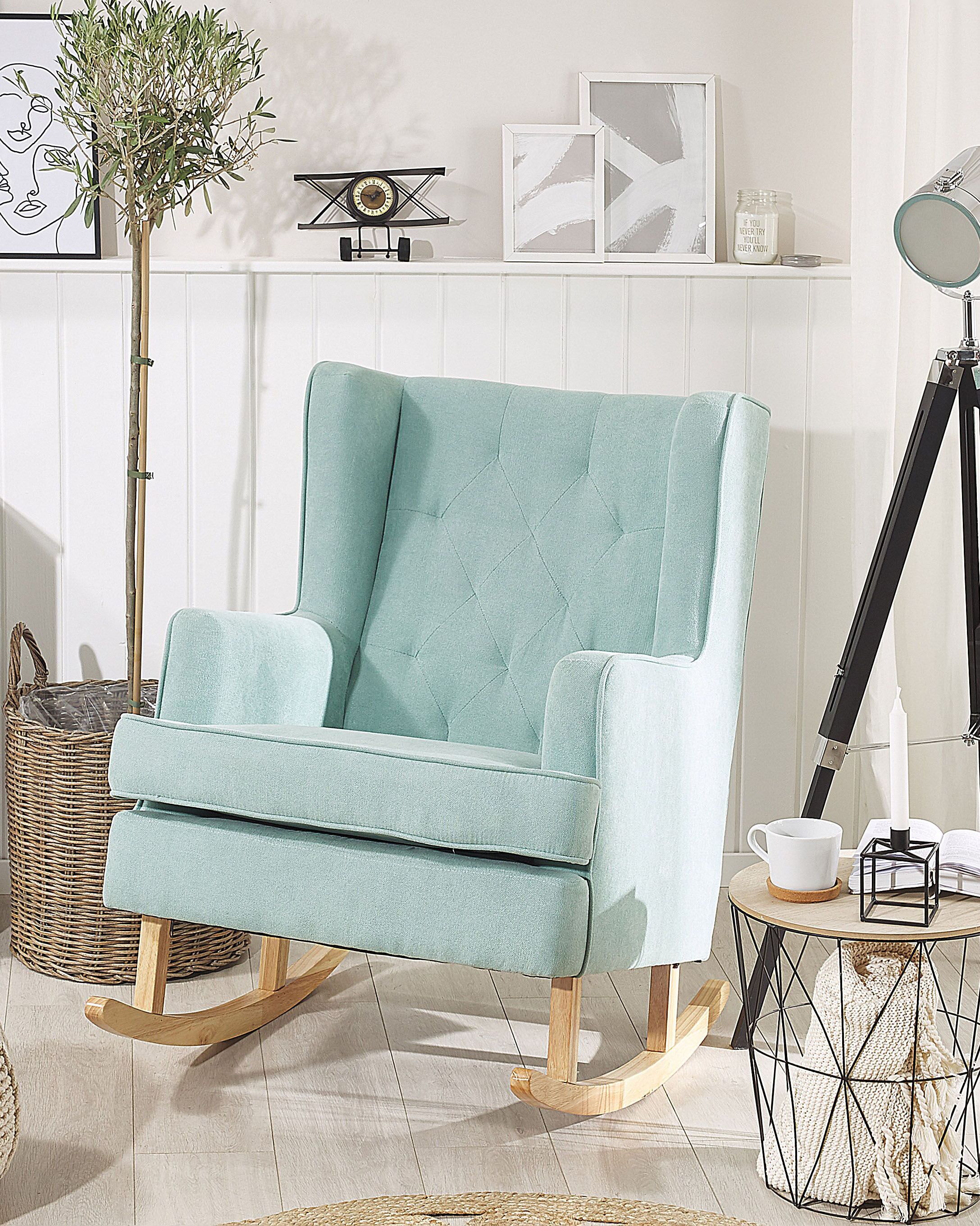Rocking Chair TRONDHEIM Fabric Mint Green