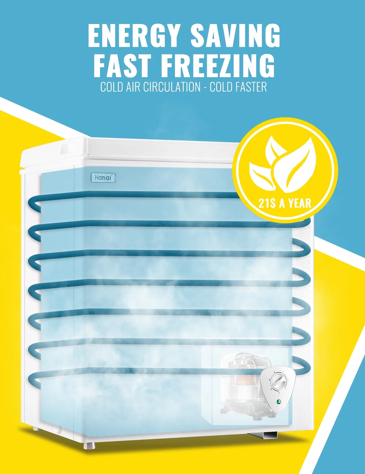 WANAI 3.5 Cu.ft Chest Freezer Small Deep Freeze with 7 Gears Temp Control Office Dorm Kitchen White - Image 25