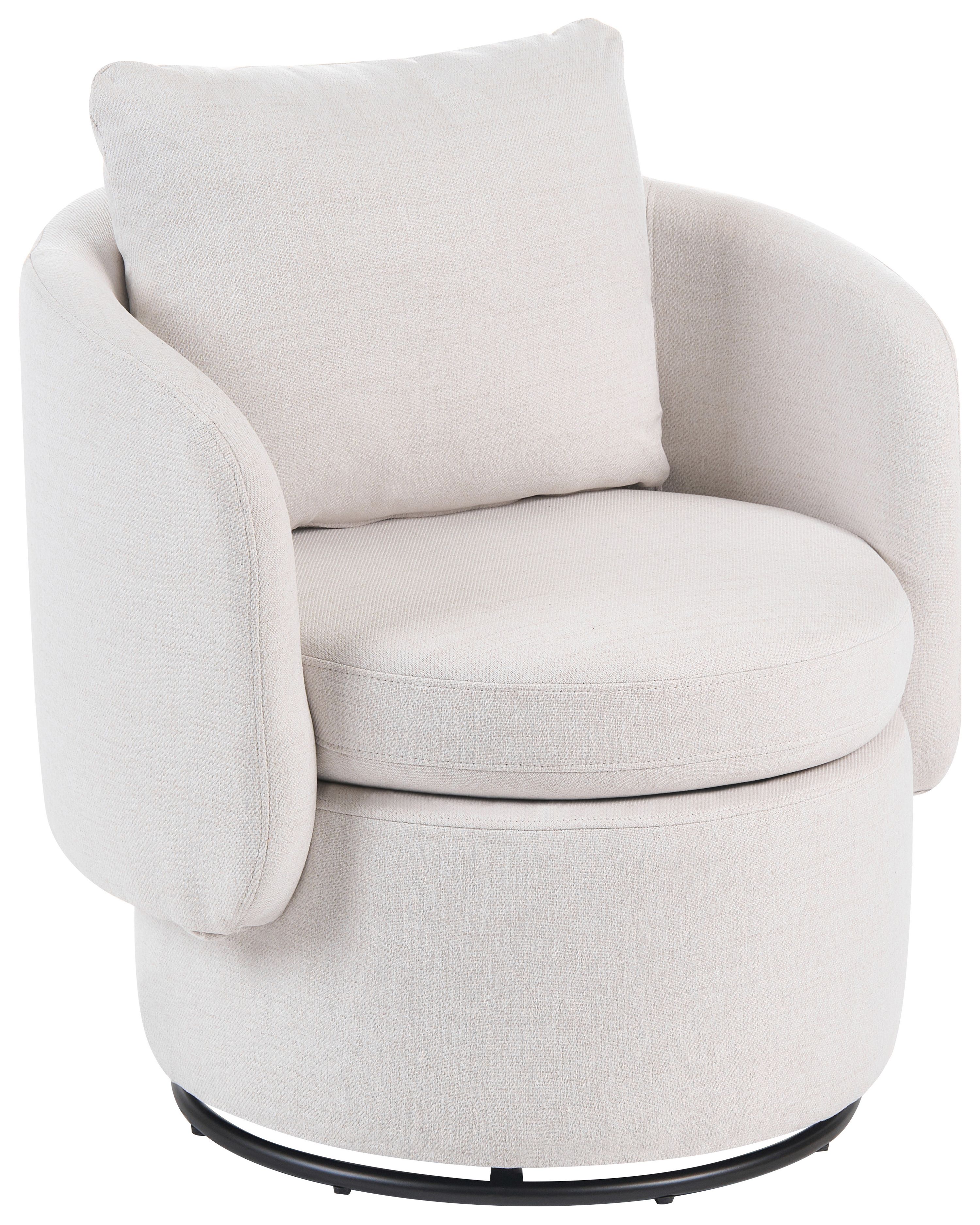 Swivel Armchair HORSENS with Storage Fabric Off-White
