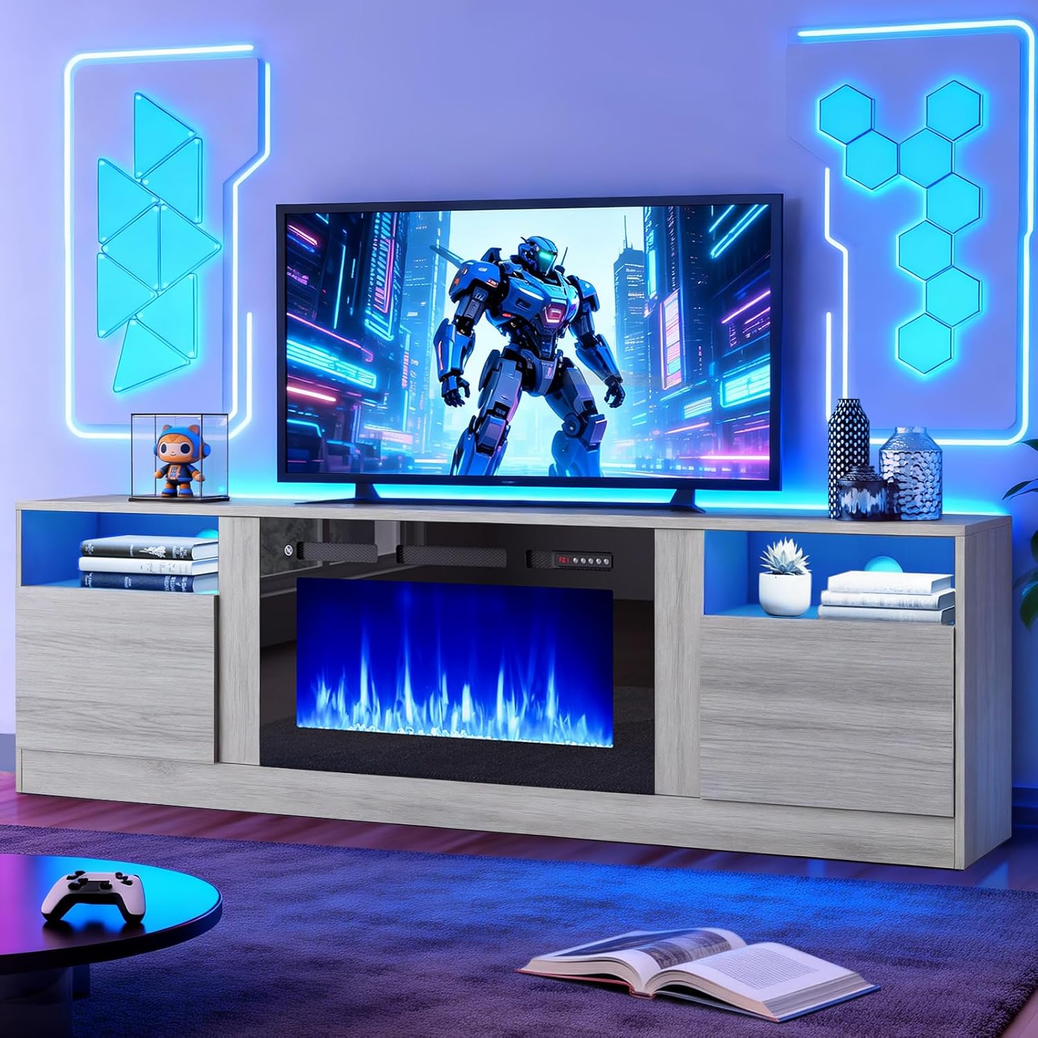 MXV Fireplace TV Stand with 36'' Electric Fireplace Up to 90