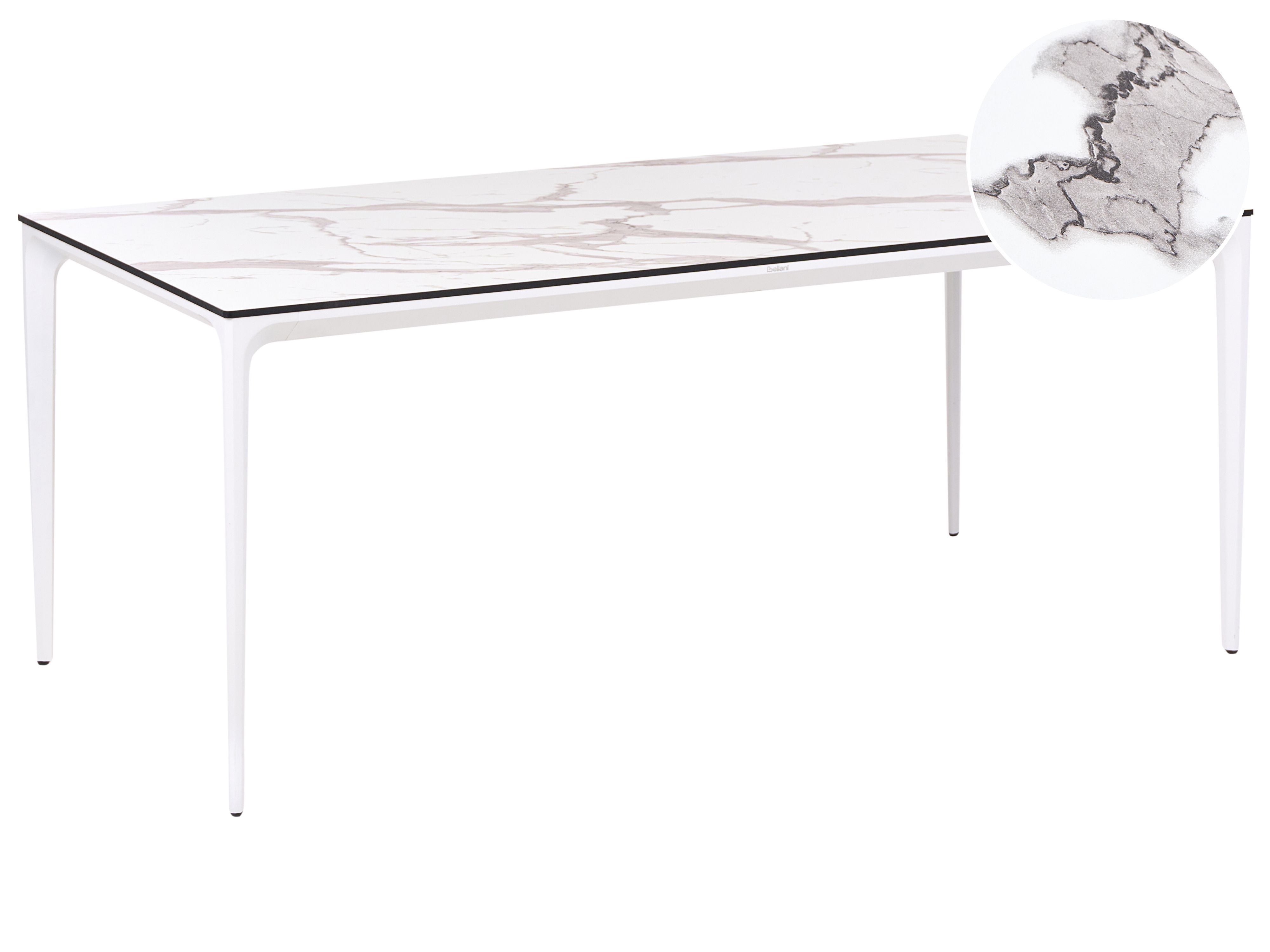 Garden Dining Table SOVARETO 180 cm 90 cm Marble Effect White Marble
