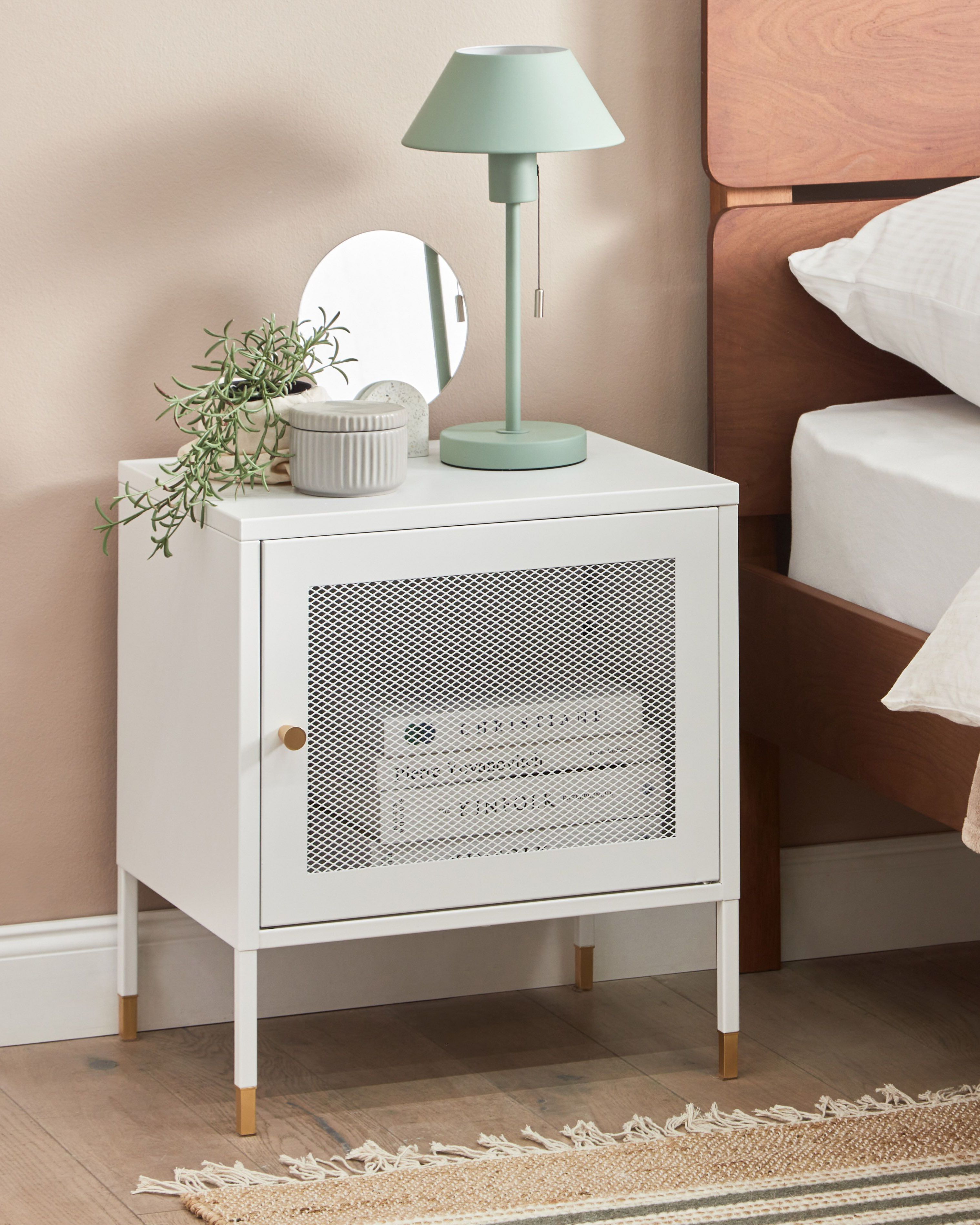 Bedside Table OSSETT Metal White