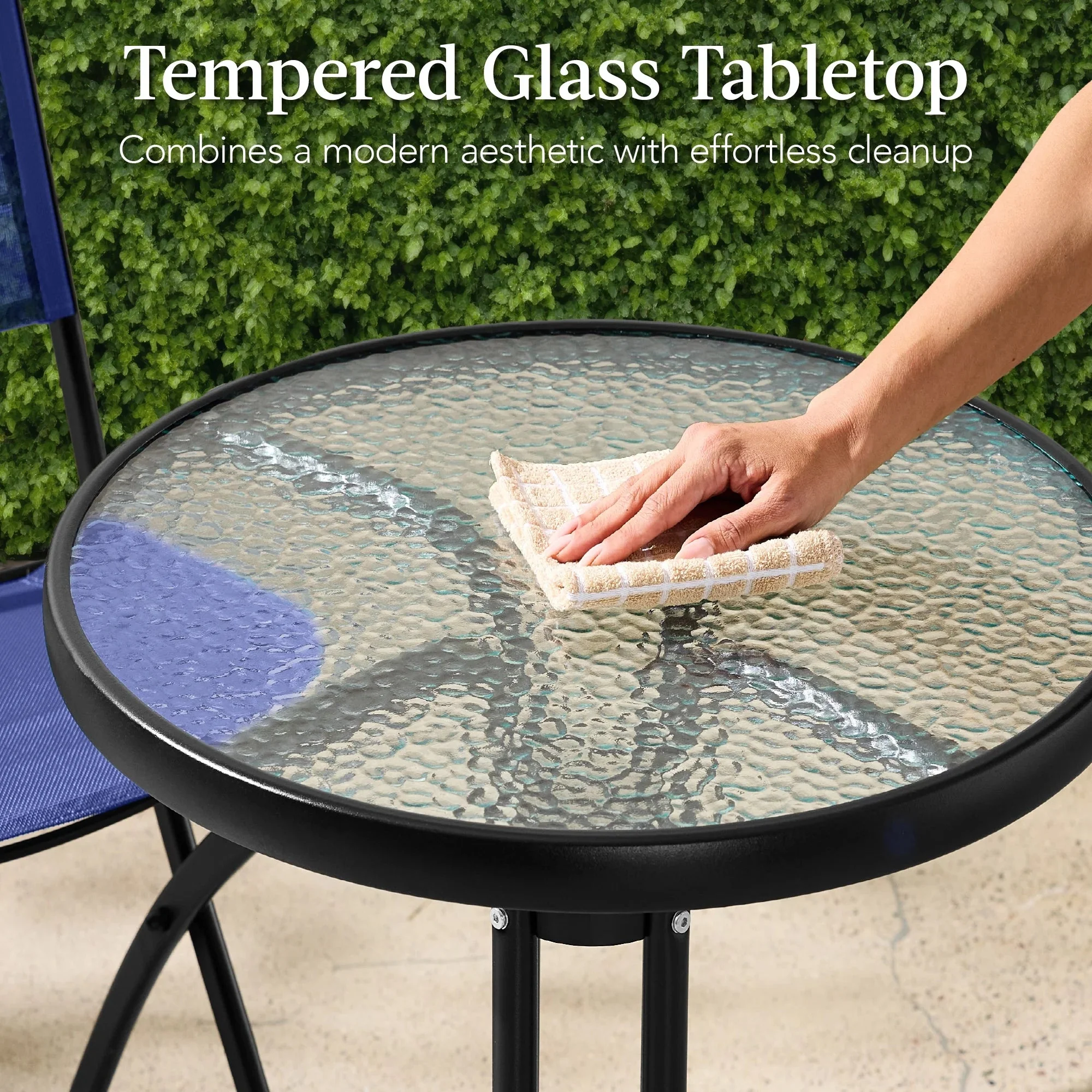 Best Choice Products 3-Piece Patio Bistro Dining Set With Glass Tabletop And Folding Chairs - Gray - Image 83 Best Choice Products 3-Piece Patio Bistro Dining Set With Glass Tabletop And Folding Chairs - Gray - Image 83