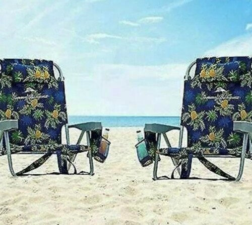 Tommy Bahama Folding Backpack Beach Chair, Blue, 2 Pack - 735752 Tommy Bahama Folding Backpack Beach Chair, Blue, 2 Pack - 735752