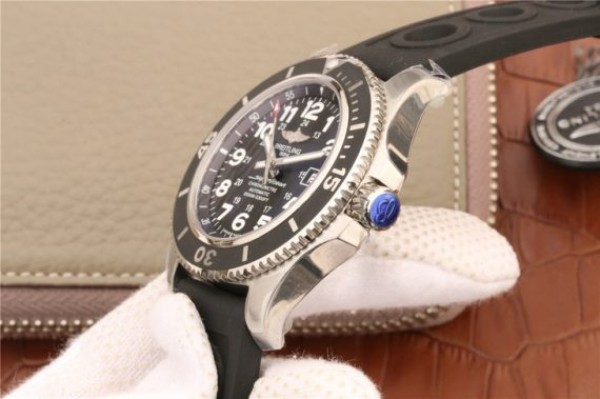 Replica Breitling SuperOcean  II 44mm GF Black Dial Black Rubber Strap A2824 - Top club