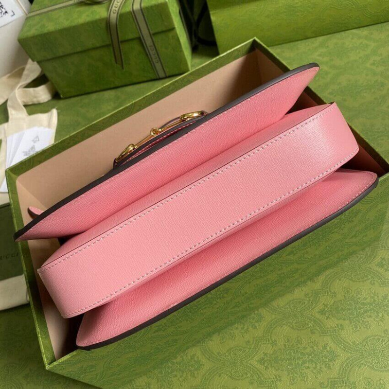 Replica Gucci Horsebit 1955 Small Shoulder Bag 602204 Red And Pink Leather1:1High-quality replica