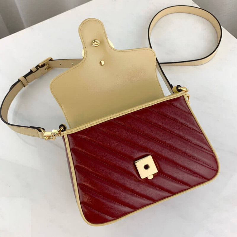 Replica Gucci Gg Marmont Mini Bag 583571 Blue And Red Leather1:1High-quality replica