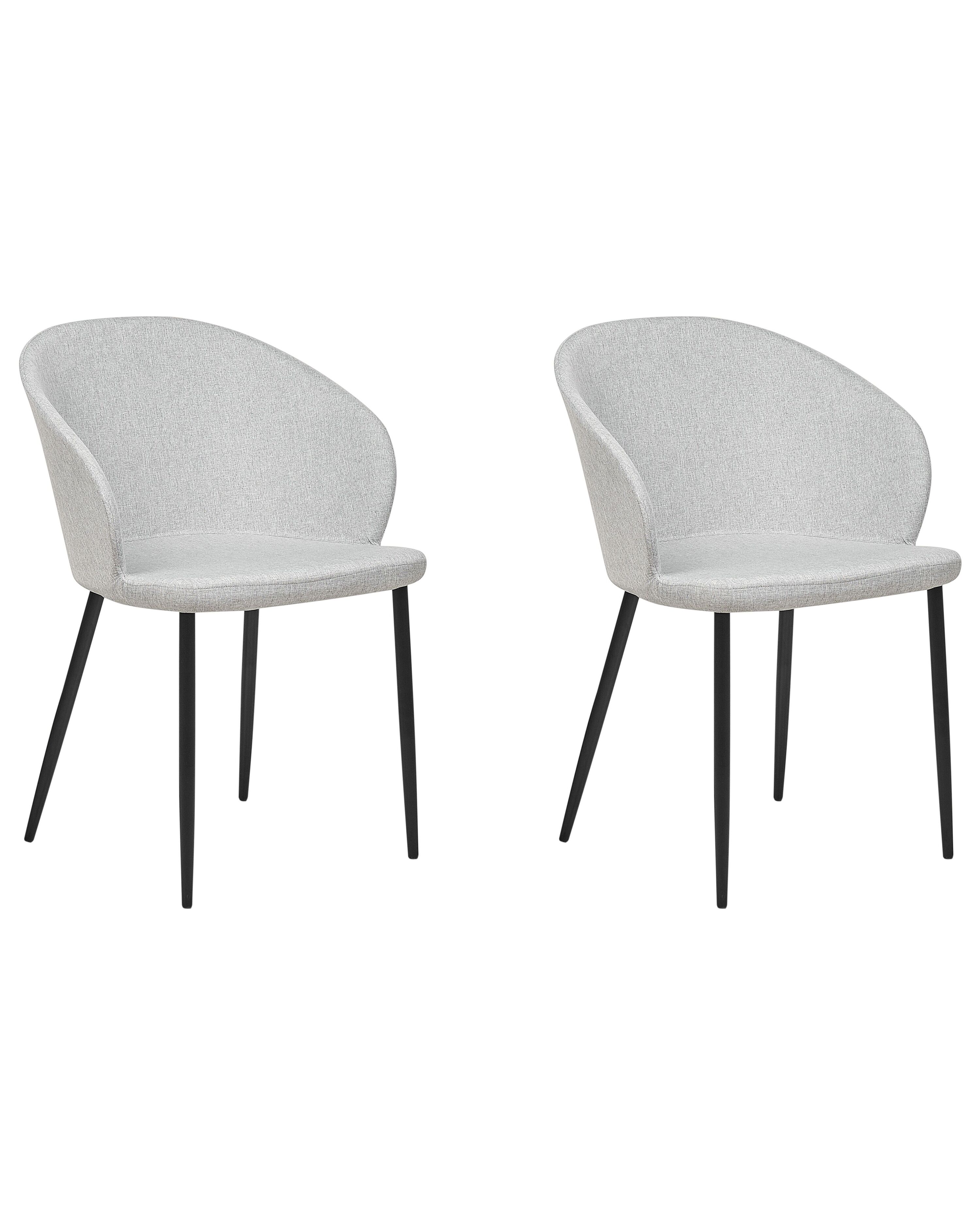 Set of 2 Dining Chairs MASON Fabric Light Grey
