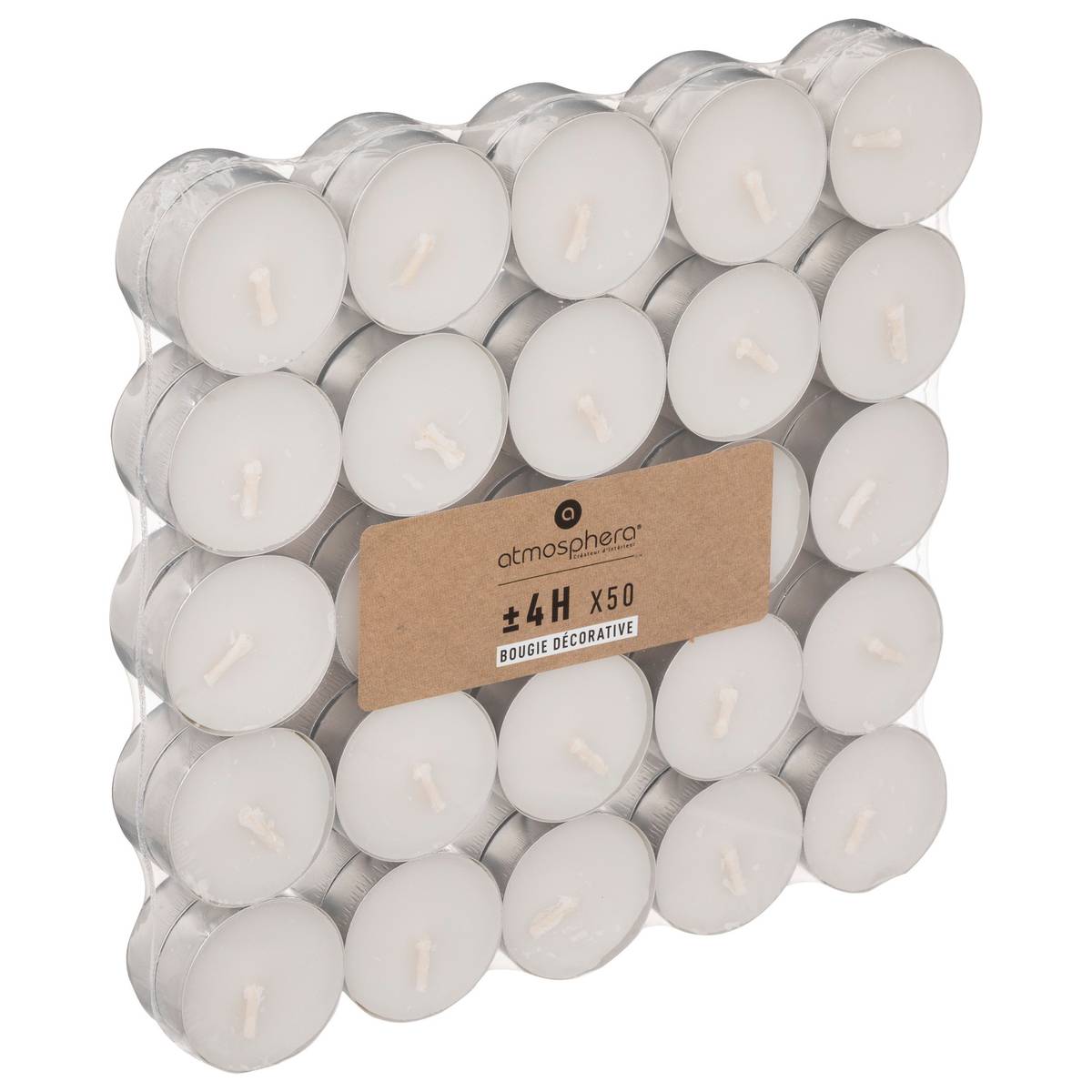 Set of 50 tea lights White, 11g