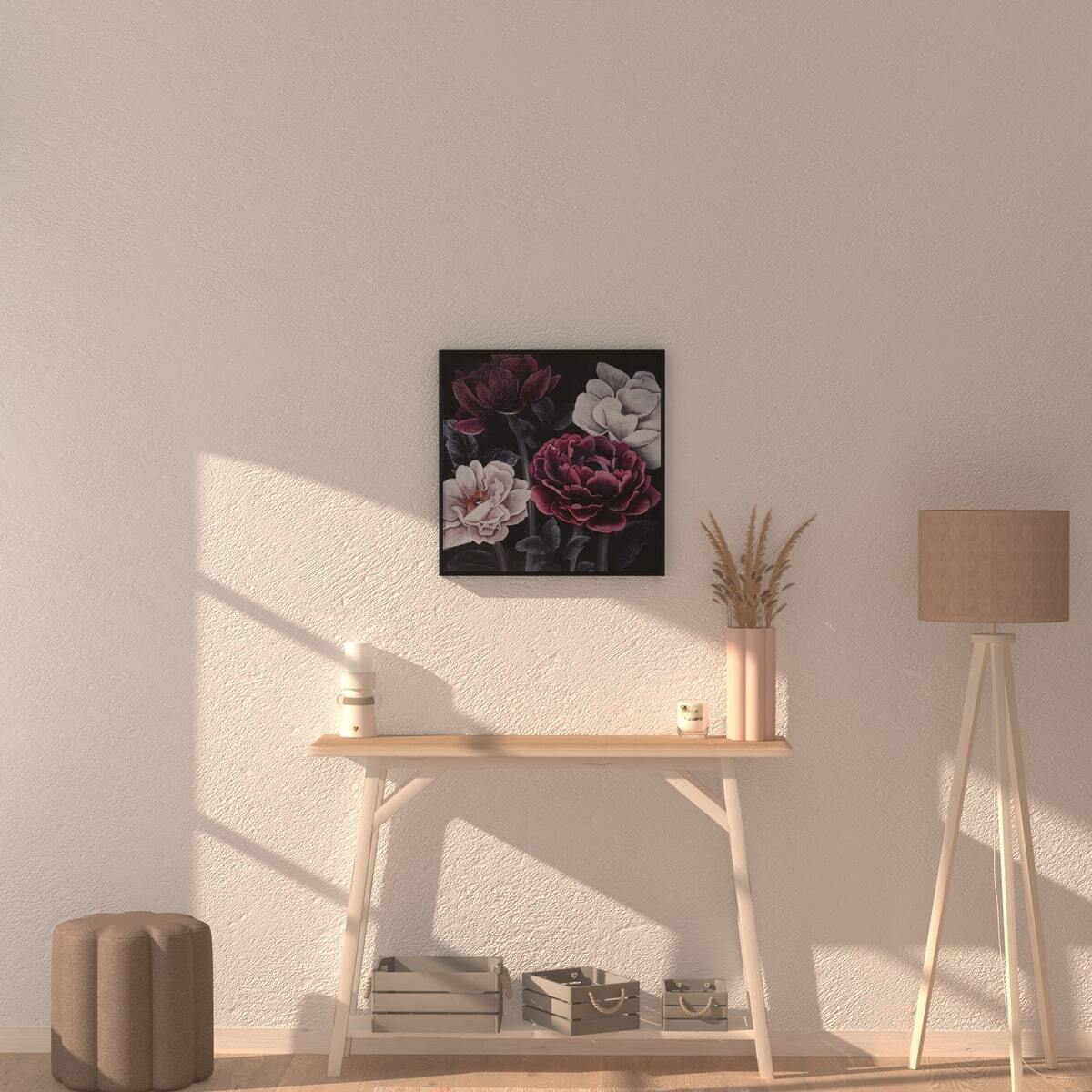 Painted canvas"Fleurs" 58x58 cm