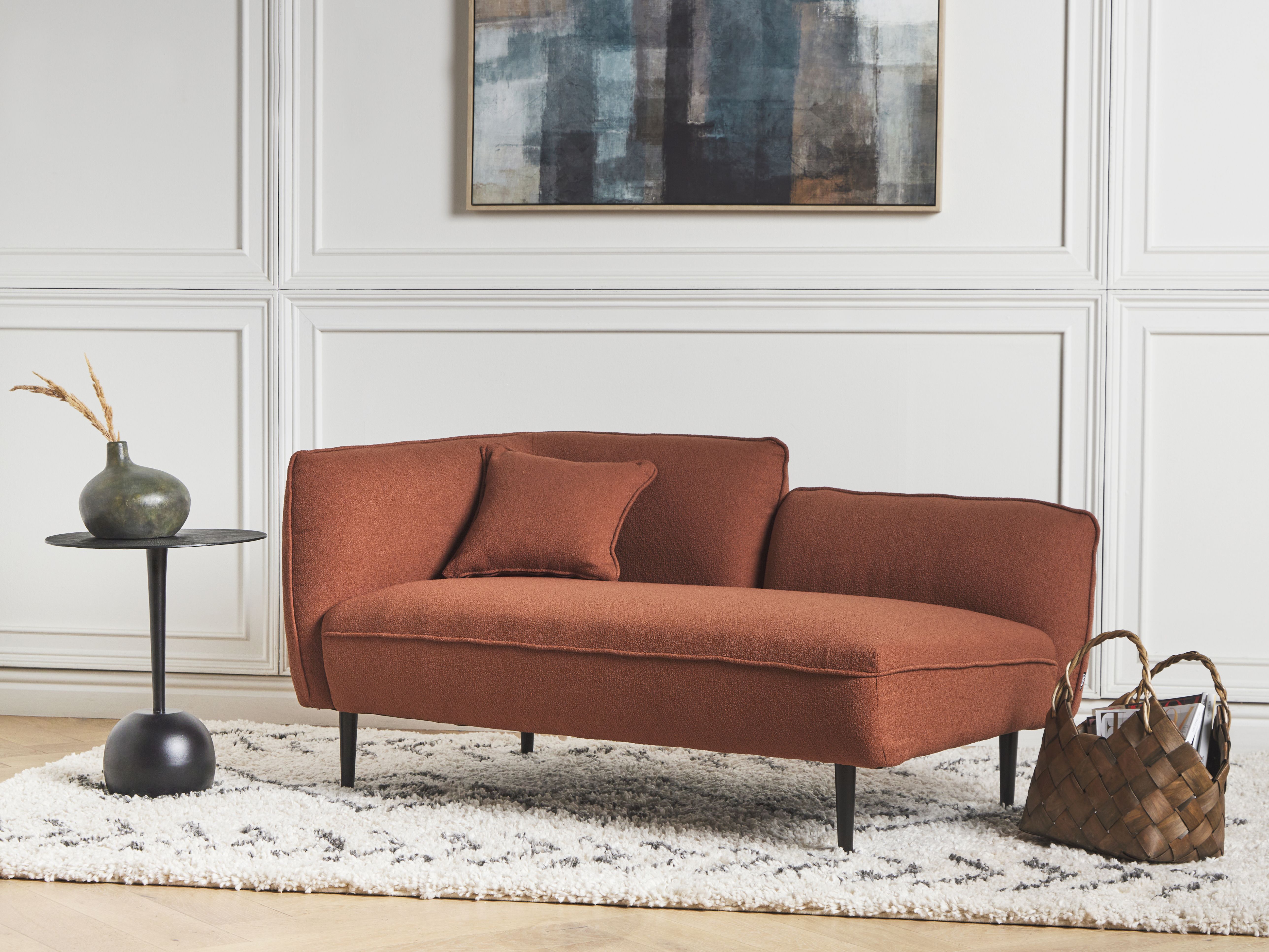 Left-Hand Chaise Lounge CHEVANNES Boucle Dark Red