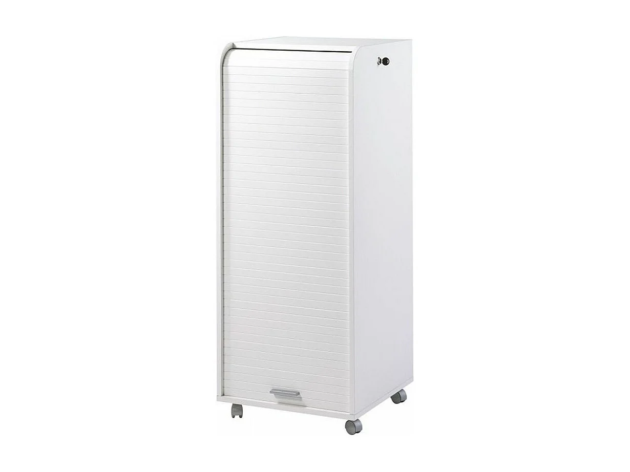 Grand caisson à rideau sur roulettes 3 tiroirs blanc Orga 108cm