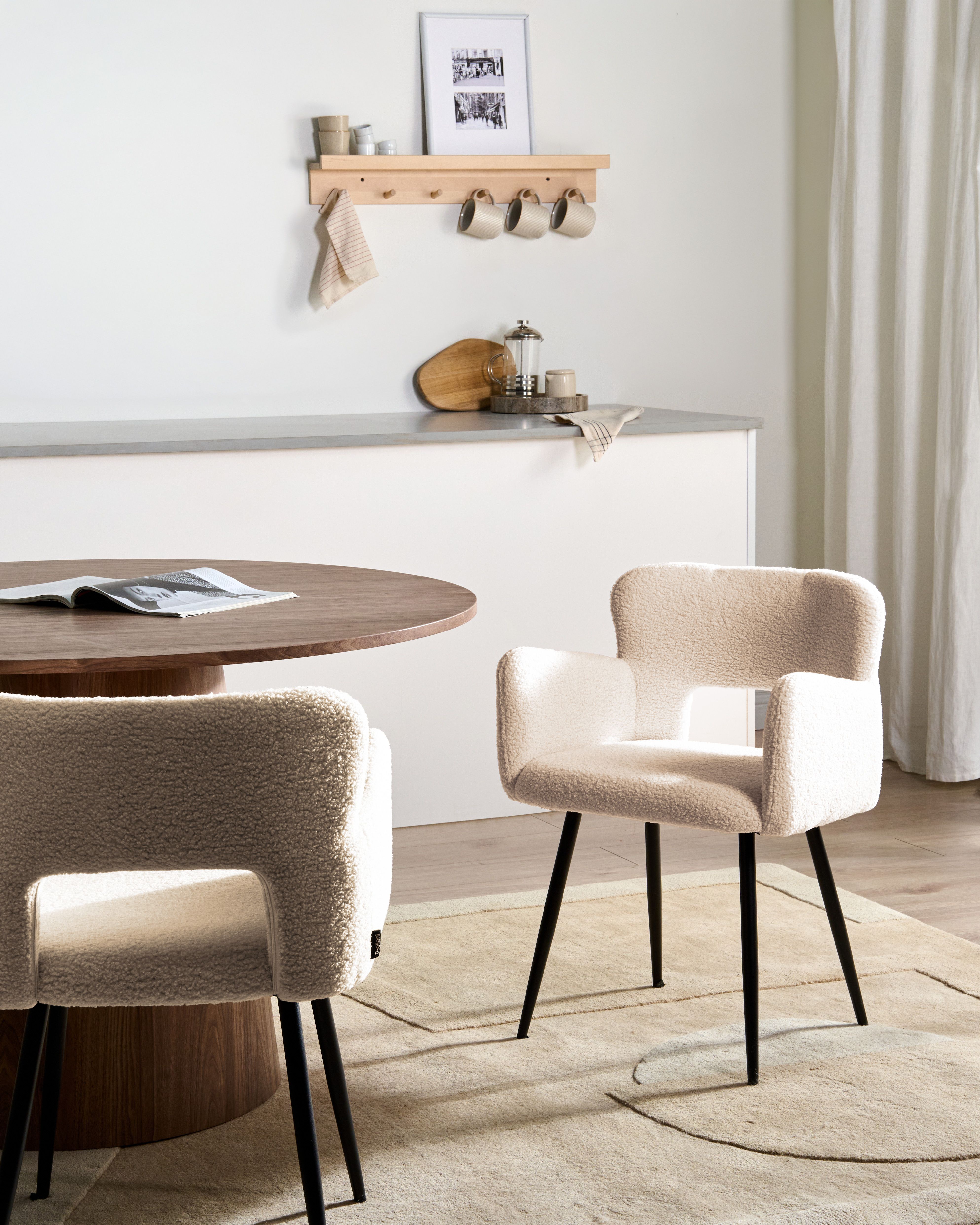 Set of 2 Dining Chairs SANILAC Boucle Beige