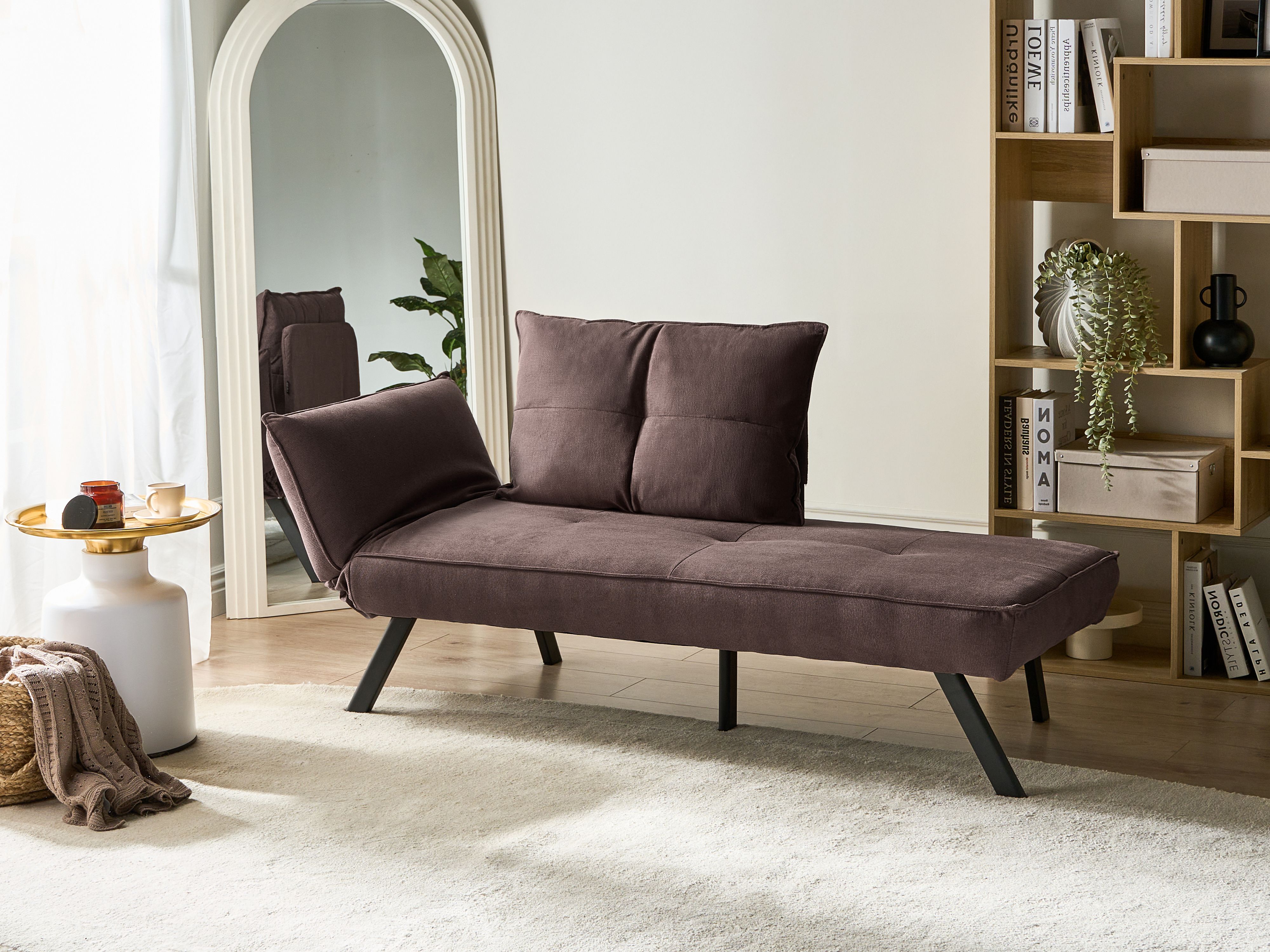 Left-Hand Chaise Lounge ROCAMADOUR Fabric Brown