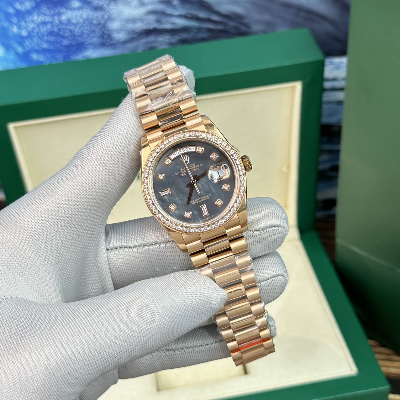 Rolex Day-Date Purple Mother of Pearl Dial Super Fake Watch BP Factory 40mm - Top club