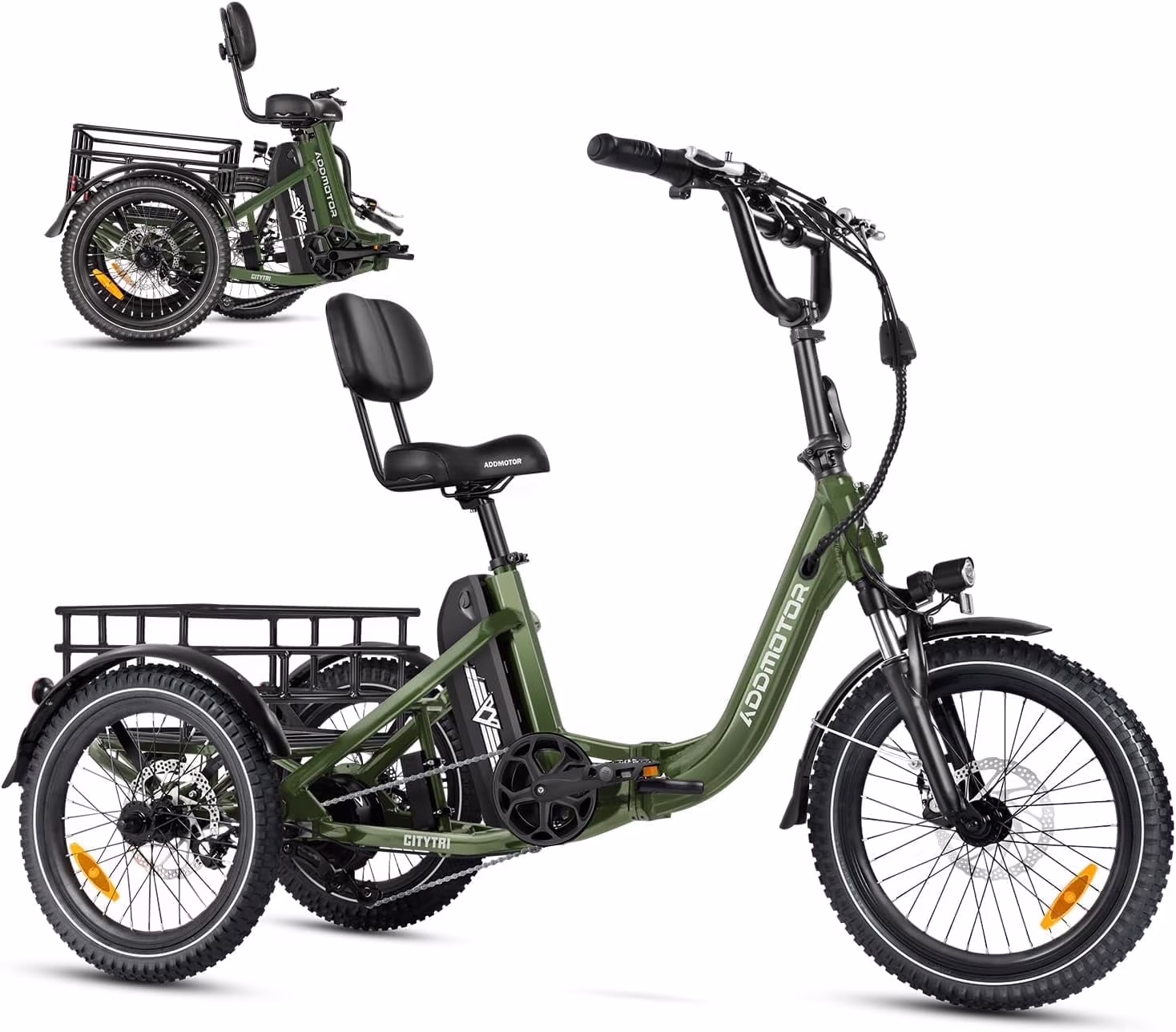 Addmotor Folding Electric Trike, 90MI Electric Tricycle for Adults, 750W 48V 20Ah, CITYTRI 3 Wheel Electric Bikes, Step-Thru Etrike with Rear Speed Differential & Parking Brake, E-310 Plus Red - Image 3