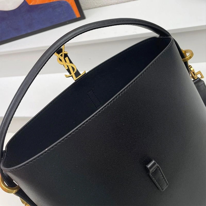 Saint Laurent Medium Le 37 Bucket Bag In Shiny Leather Black Gold - 1:1High-quality replica