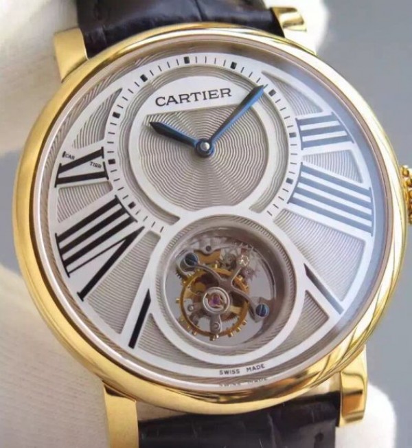 Replica Cartier Rotonde De Cartier Tourbillon YG Leather Strap - Top club