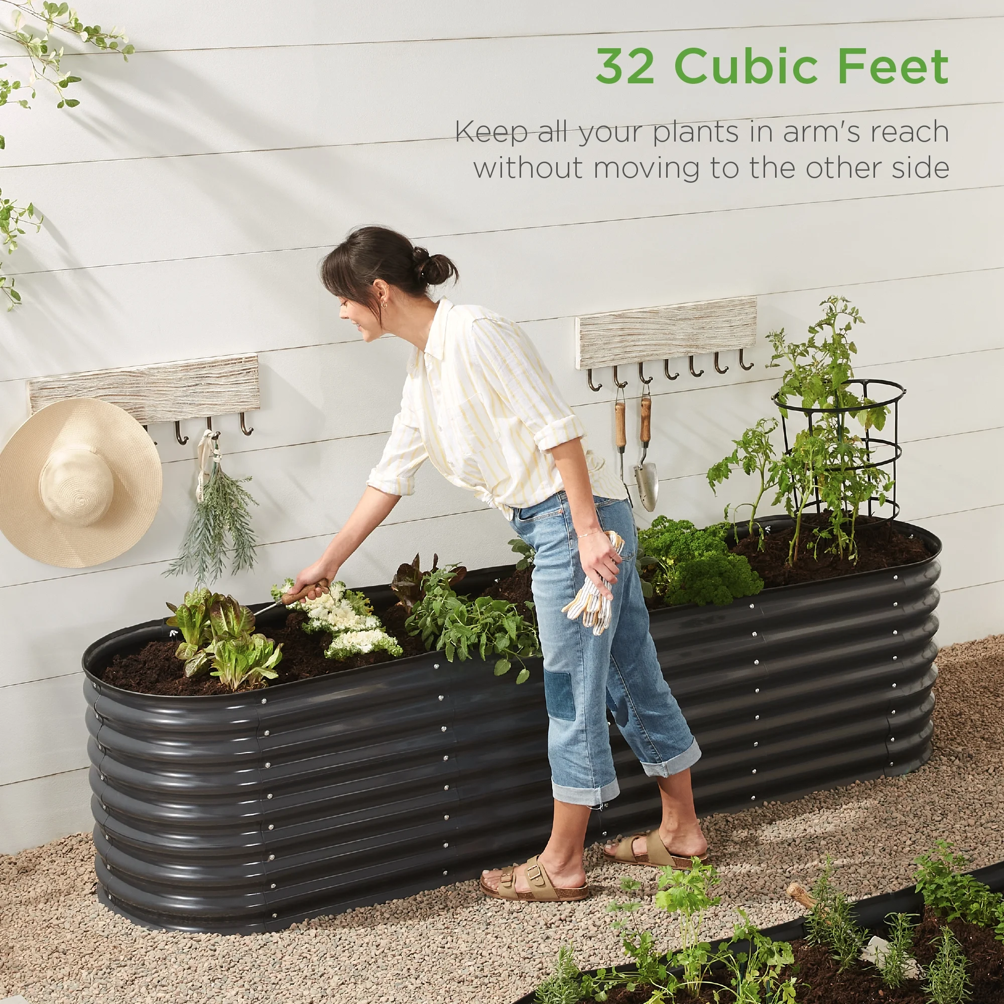 Best Choice Products 8x2x2ft Metal Raised Garden Bed, Oval Outdoor Planter Box w/ 4 Support Bars - Charcoal - Image 8
