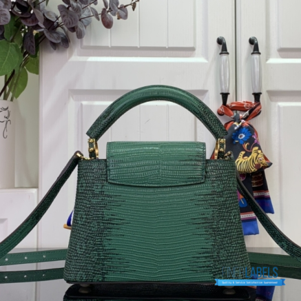 Emerald Green Lizard Embossed Mini Top Handle Handbag1:1High-quality replica