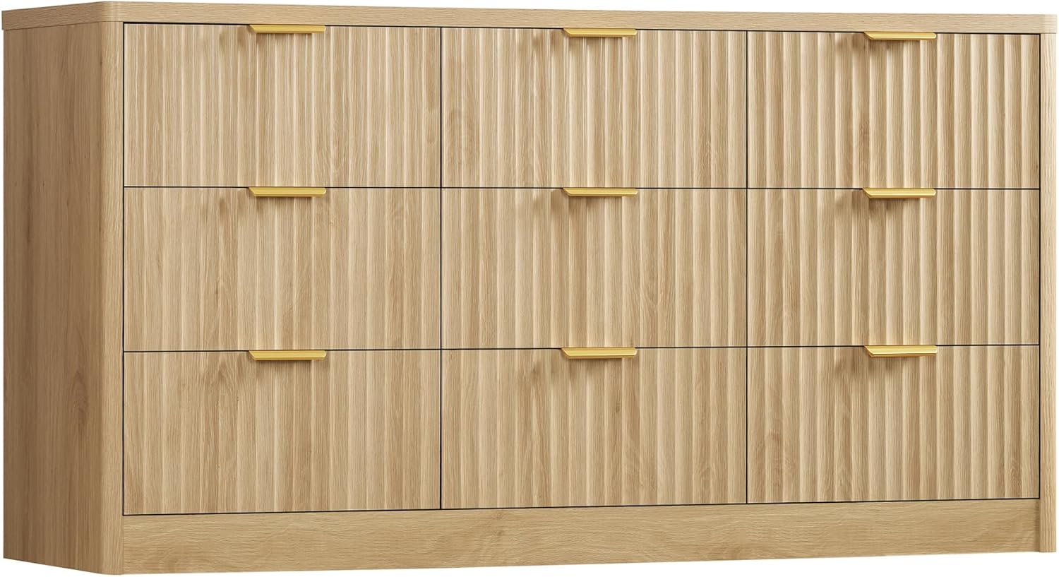 TEENFON Fluted Dresser for Bedroom with 9 Drawers, 63