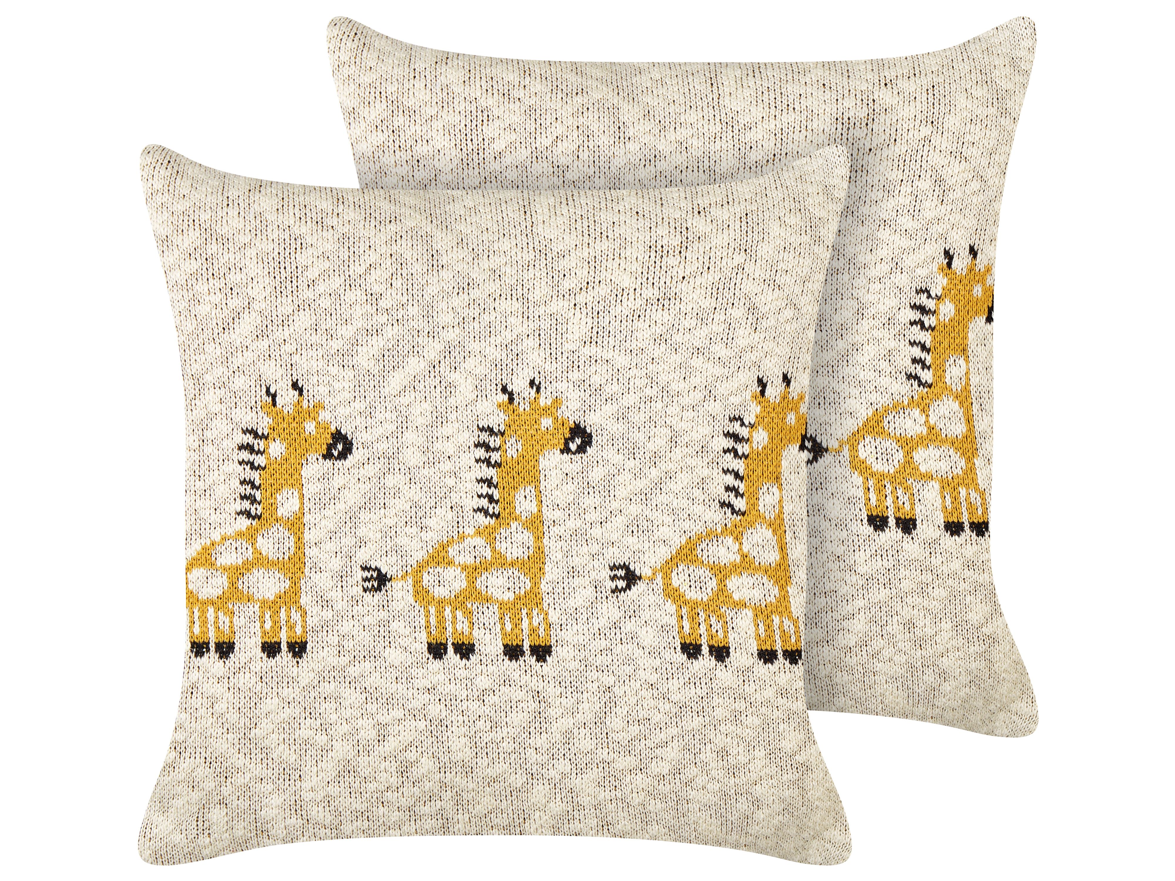 Set of 2 Decorative Cushions CHILARI Cotton 45 x 45 cm Beige