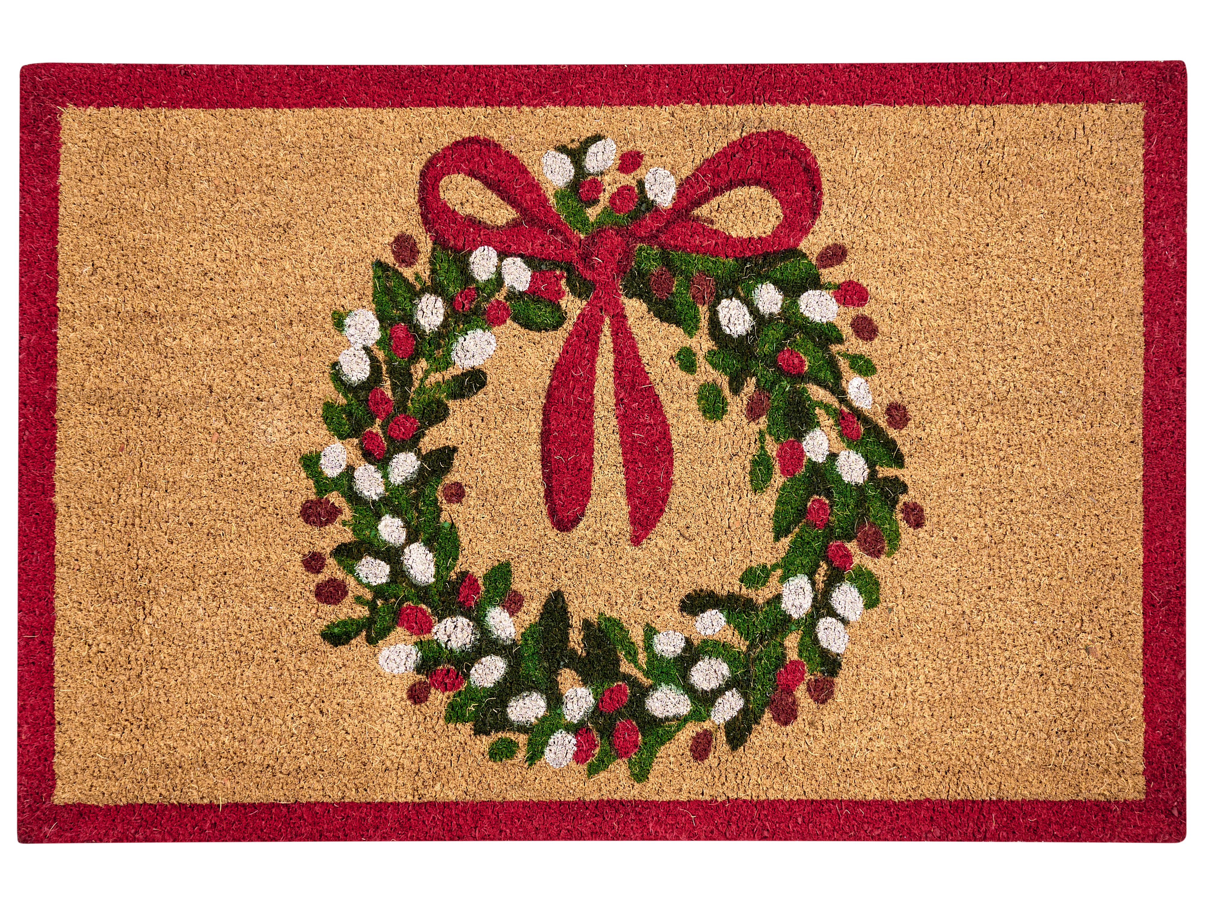 Doormat BULUSAN Natural 60 x 90 cm Christmas Motif Coir