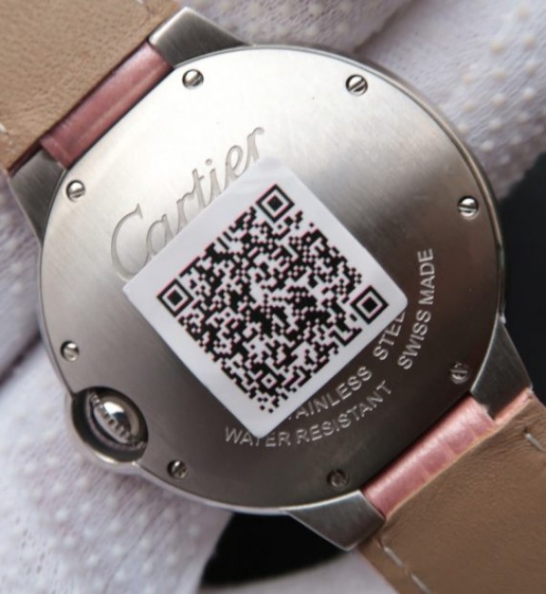 Replica Cartier Ballon Bleu 36mm White Textured Dial Pink Leather Strap - Top club