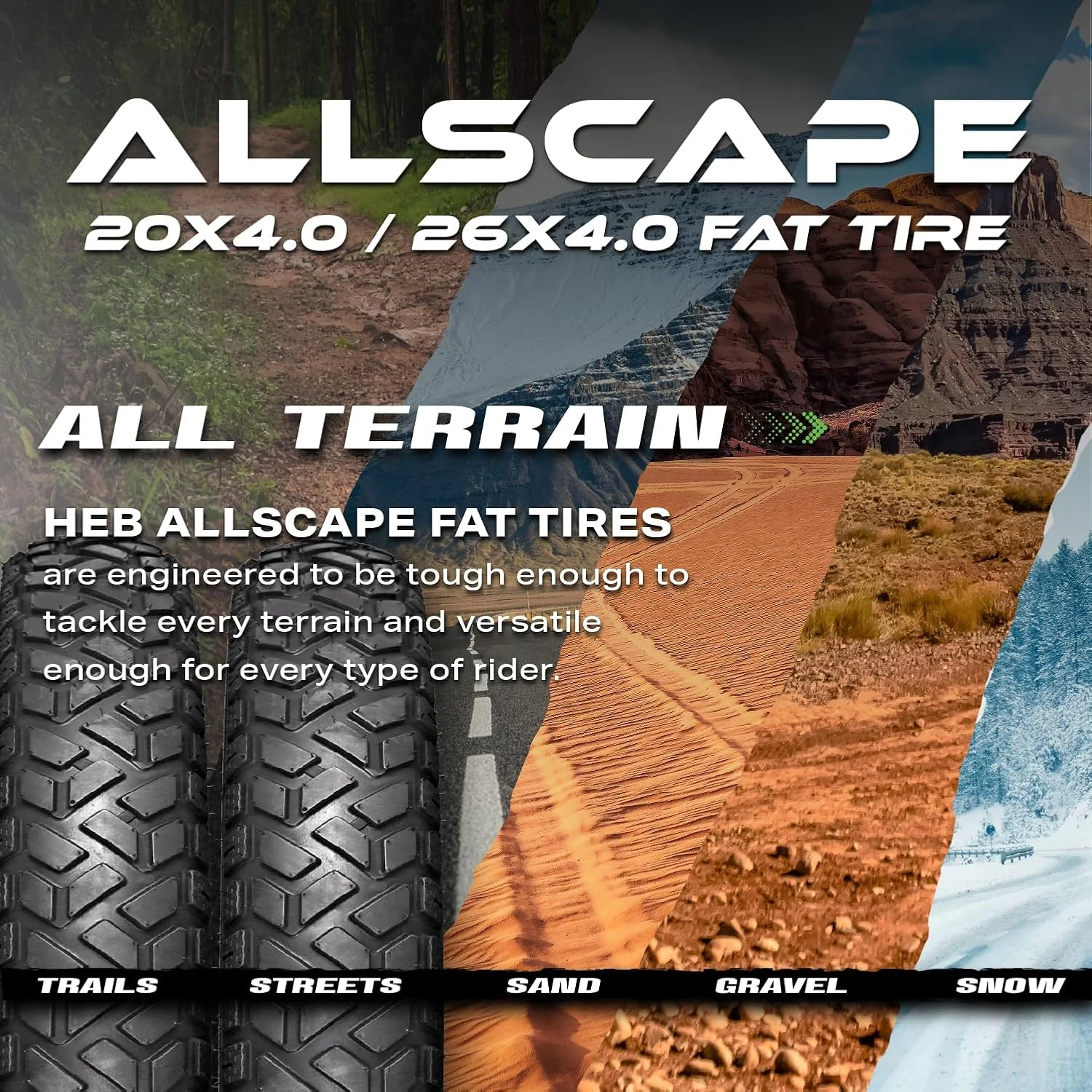HEB ALLSCAPE Heavy Duty 20x4 Bike Tire + Tube - Includes 2 Tires for Optimal Performance - Image 10