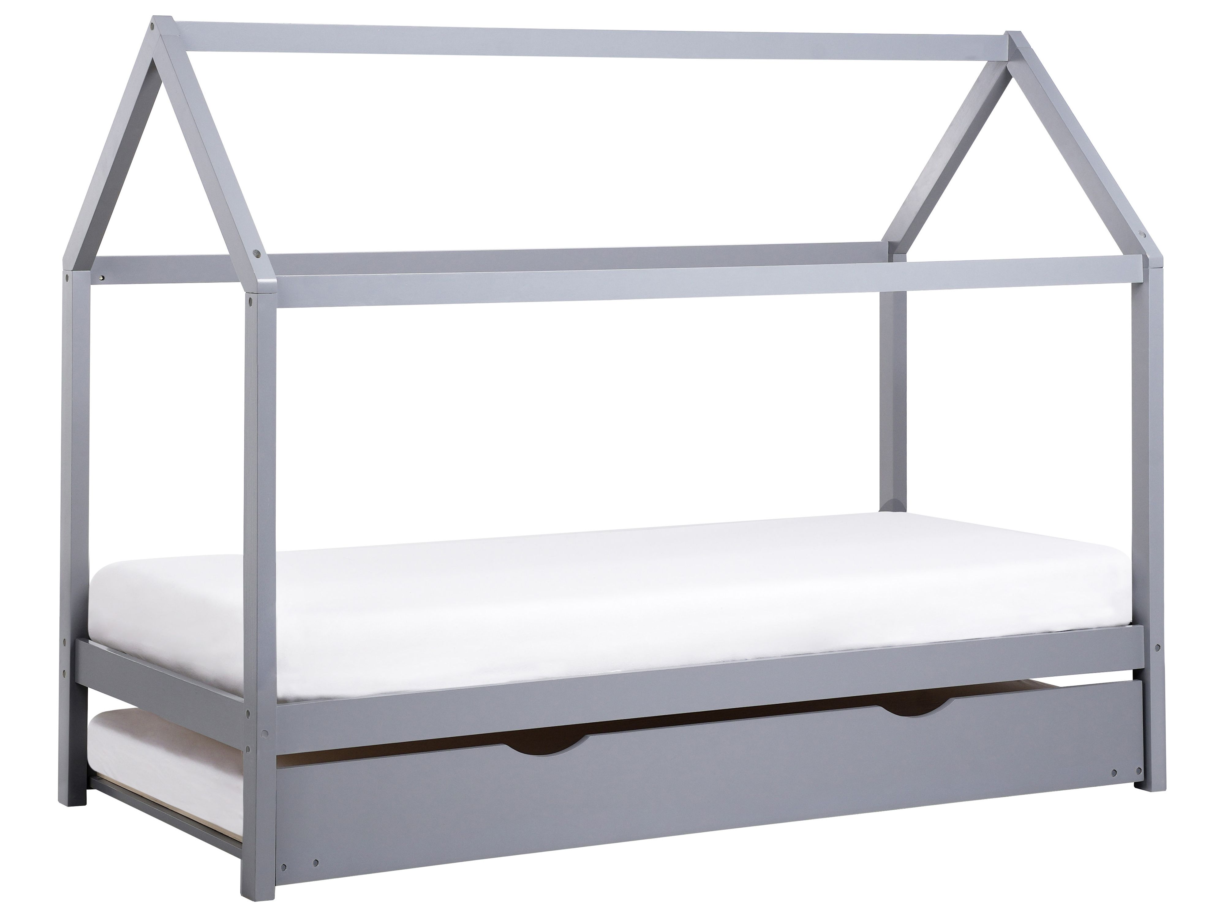 Kids Trundle Bed Pine Wood CRILLON 90 x 200 cm (EU Single) Grey