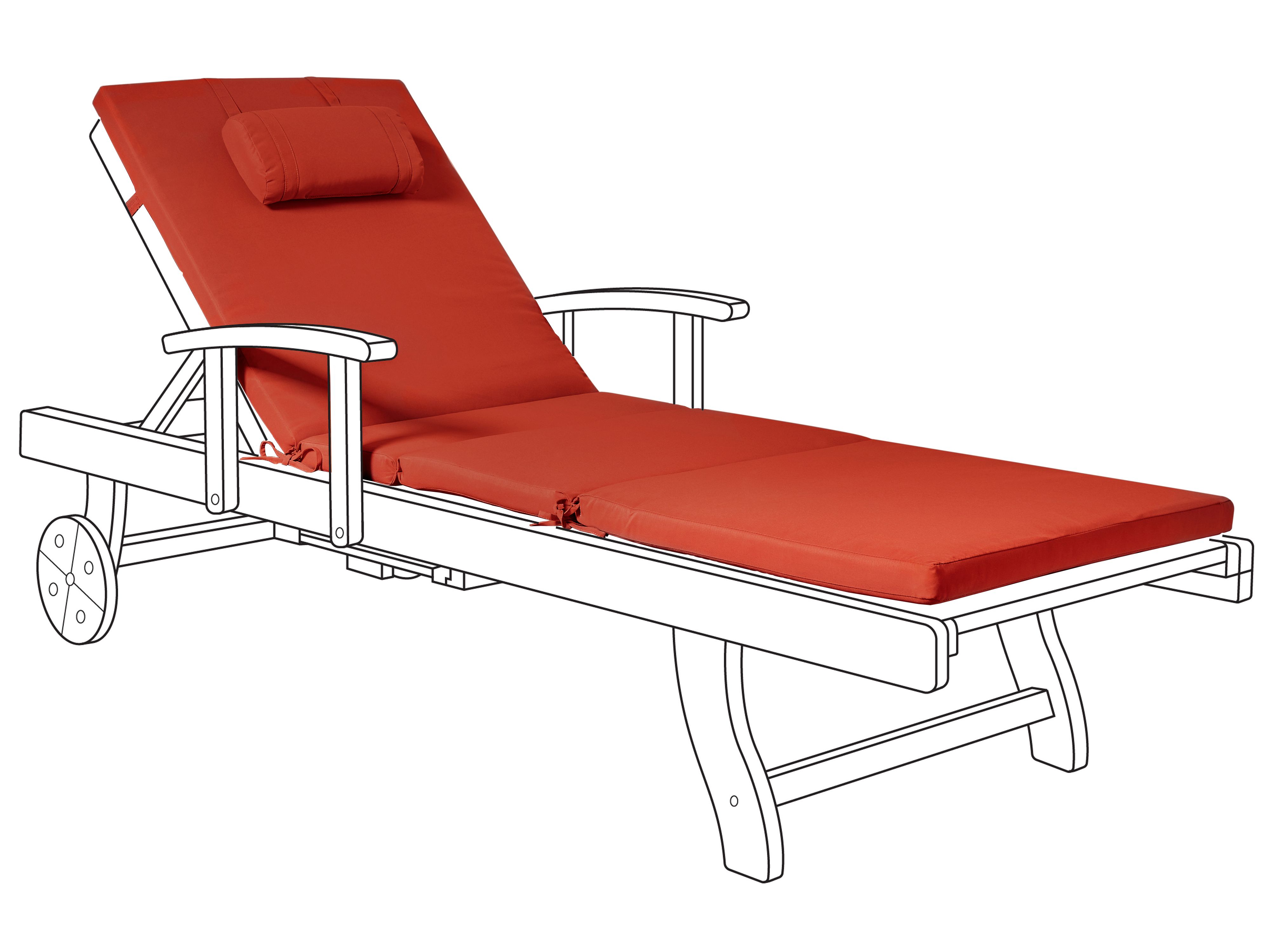 Sun Lounger Pad Cushion TOSCANA/JAVA/AMANTEA PREMIUM 189 x 58 cm Red