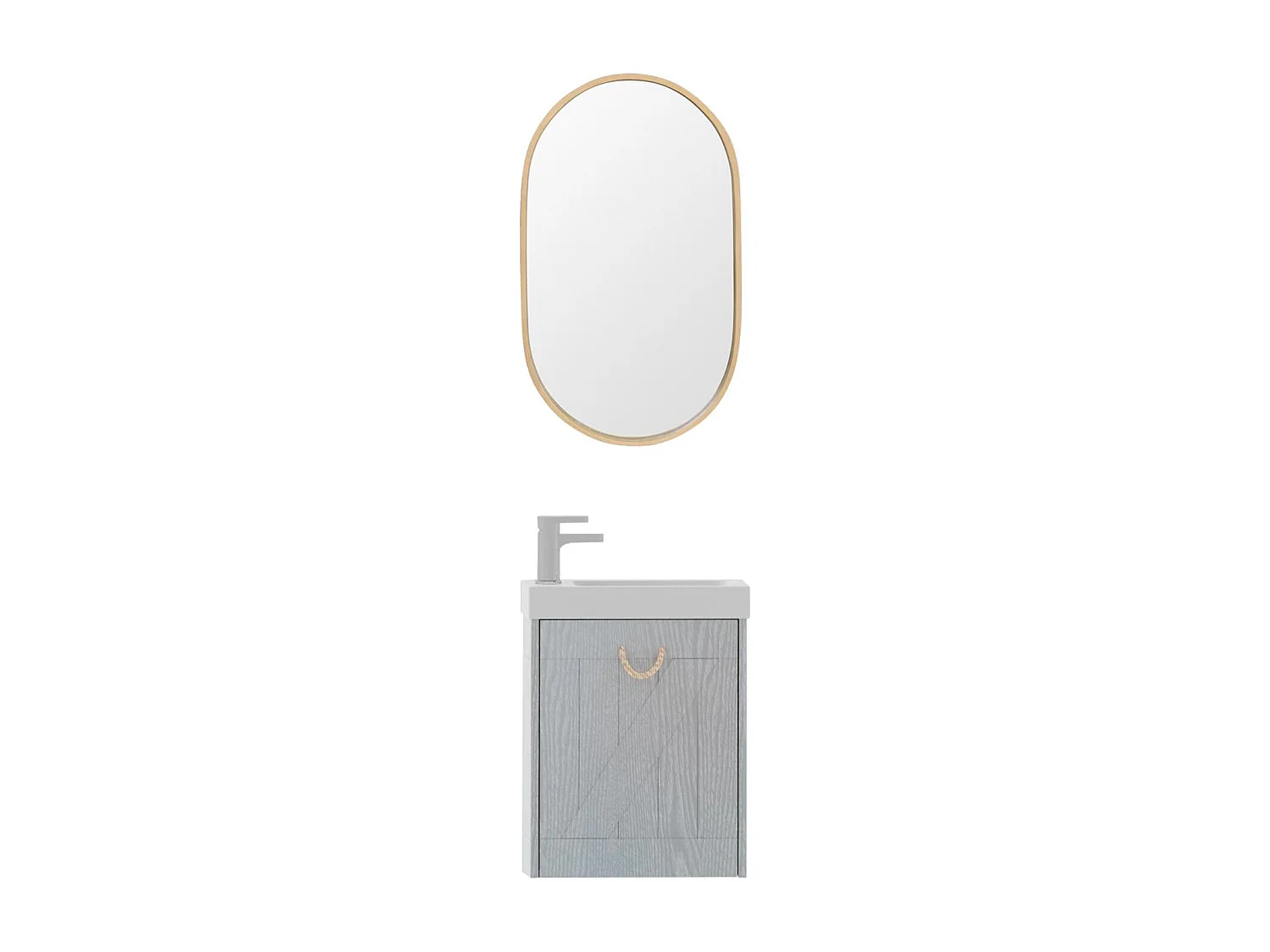 Meuble lave-mains gris bord de mer + miroir MISTRAL