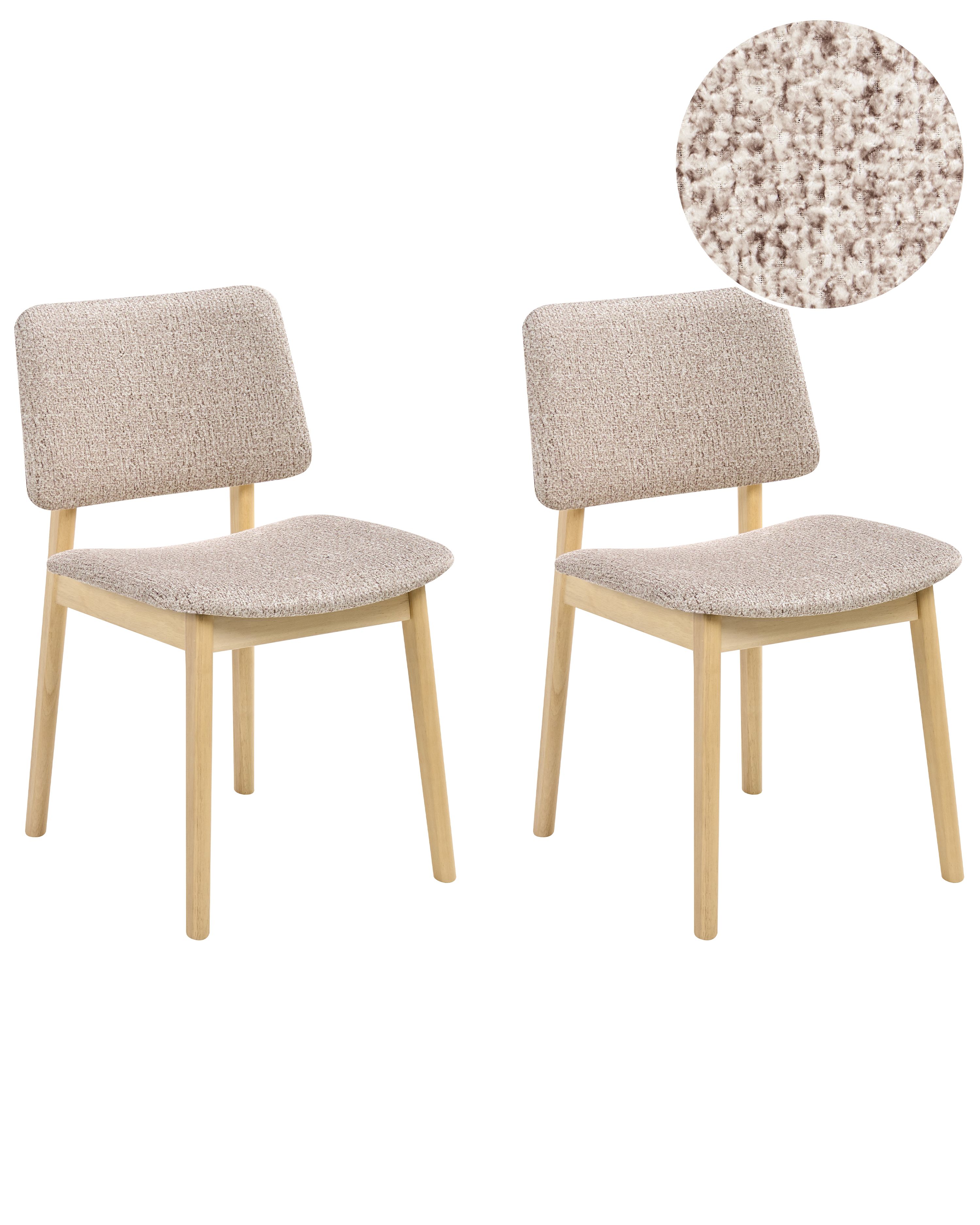 Set of 2 Dining Chairs BLANE Boucle Light Brown/ Taupe