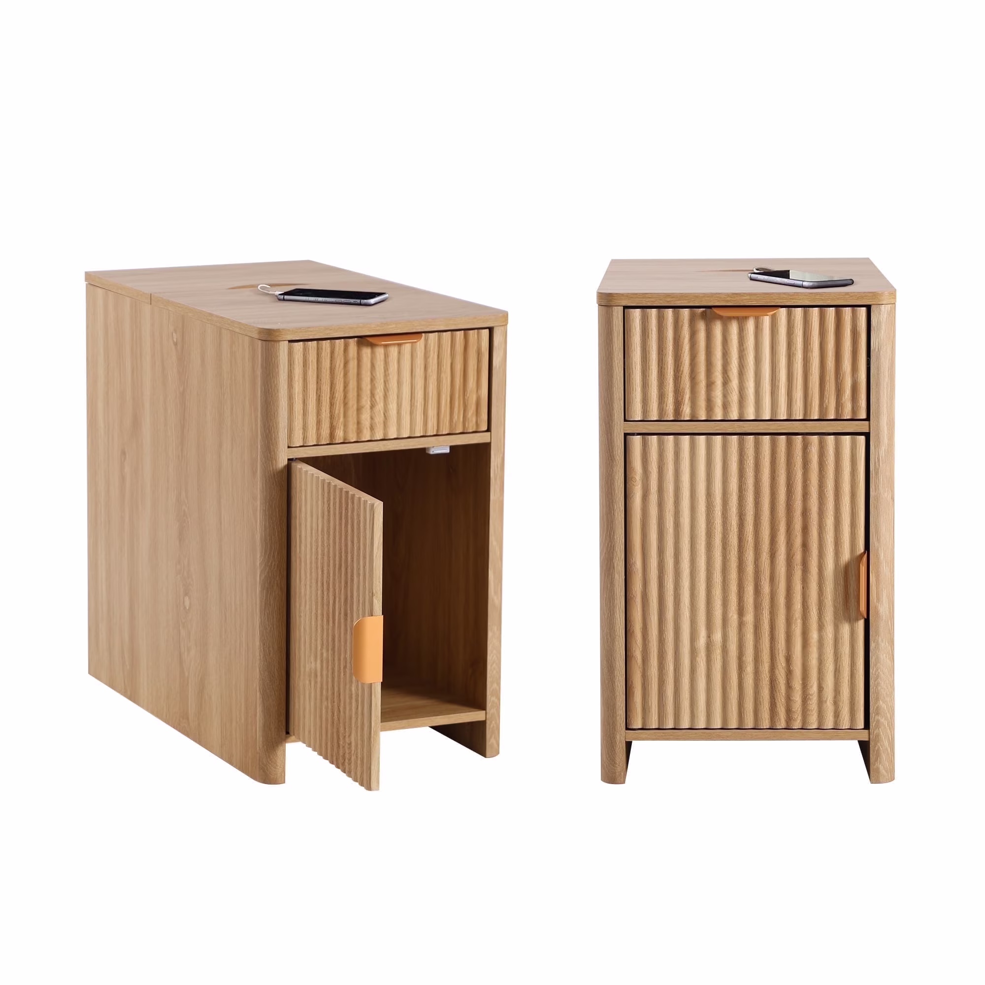 YOCWO Fluted Nightstand for Bedroom Set of 2 , Wood Bedside Table Set of 2 with Drawers, Black - Image 14