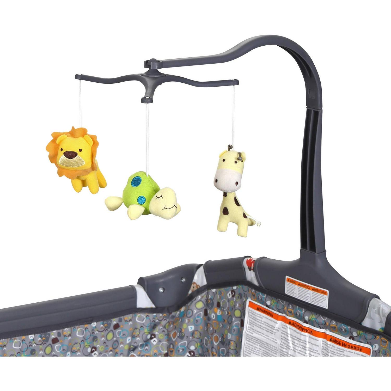 Baby Trend Nursery Center Playard with Toy Mobile. Tanzania Grey
