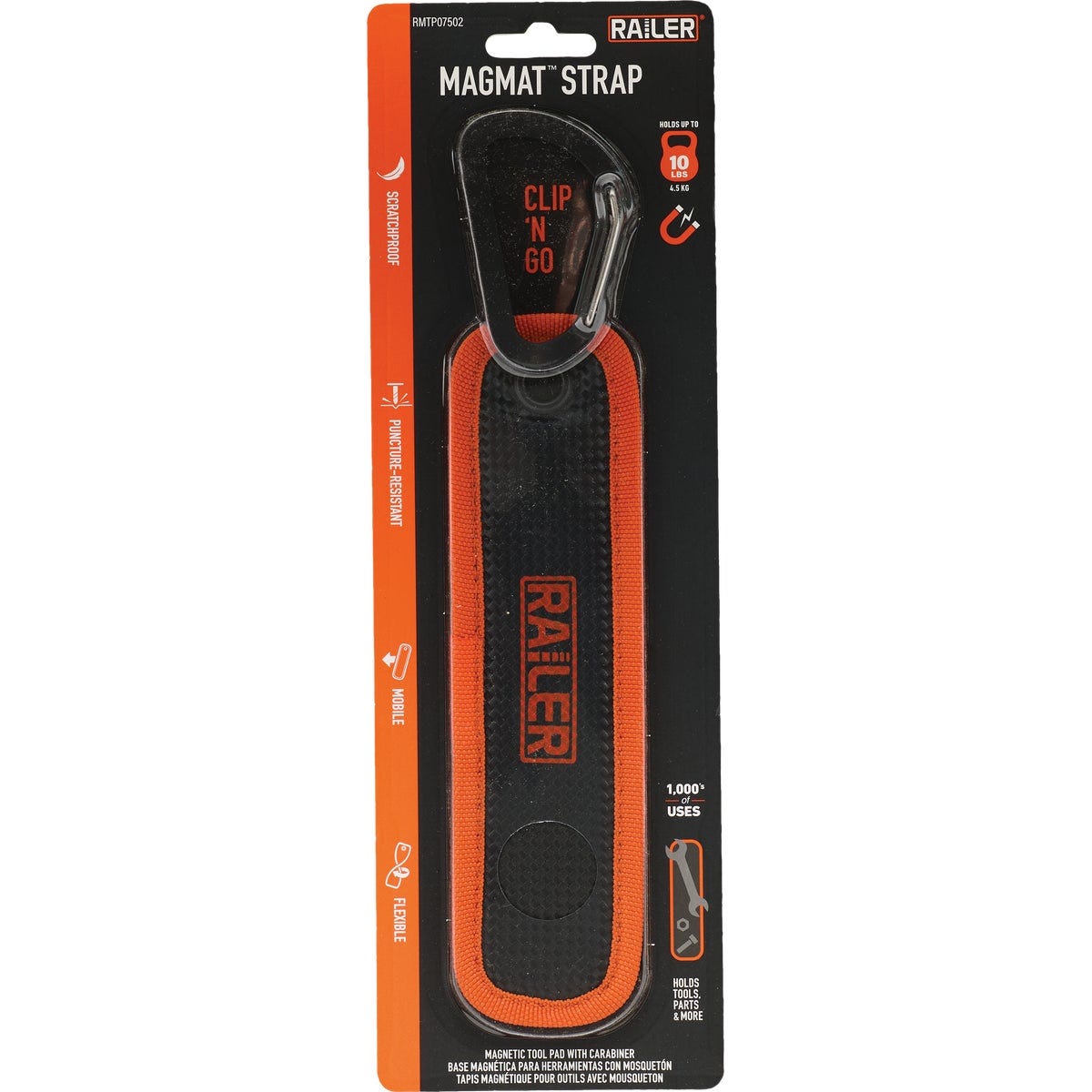 Railer 7.5 In. x 2 In. MagMat Strap Premium Magnetic Tool Strap with Carabiner